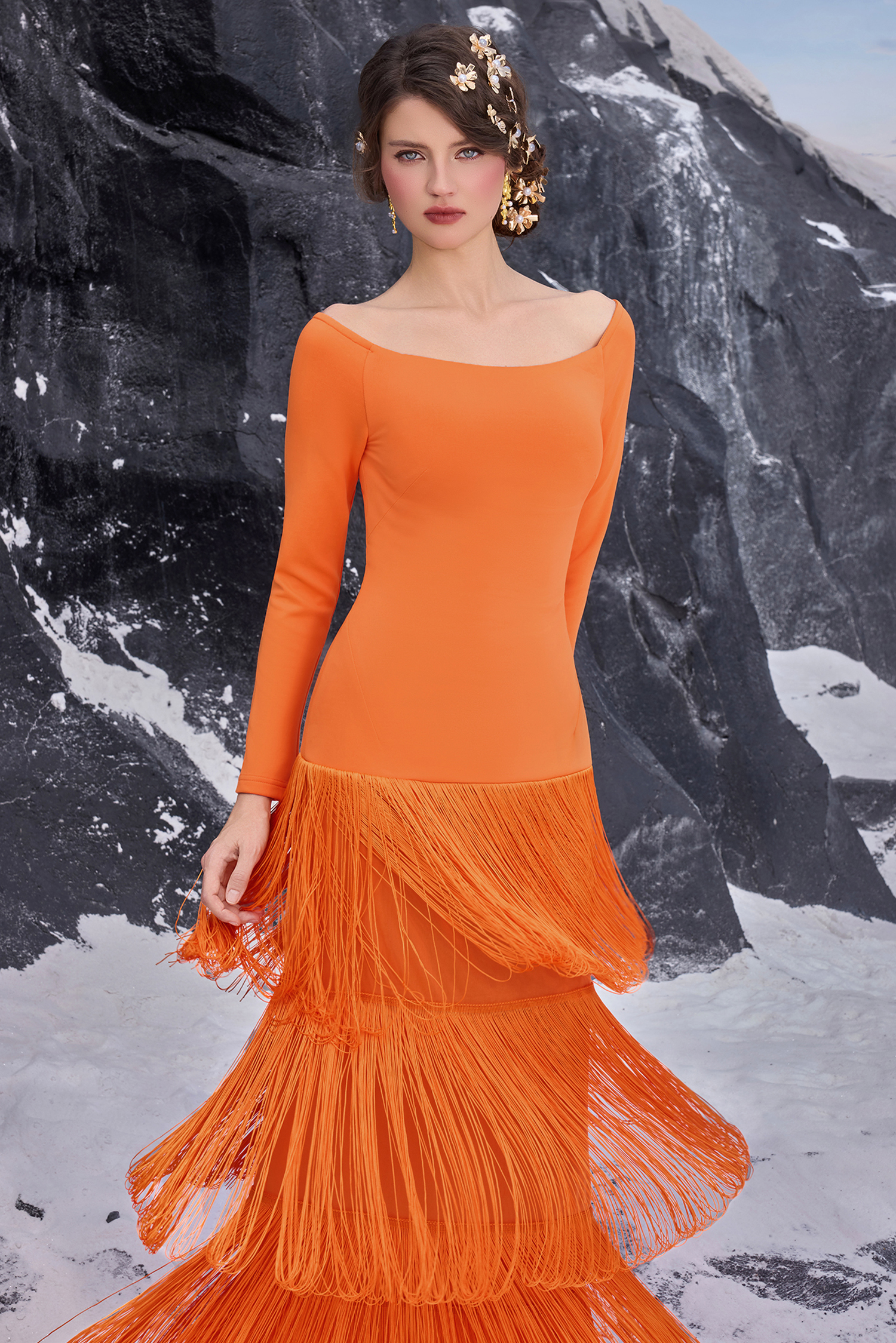 Tassel Off-Shoulder Maxi Dress