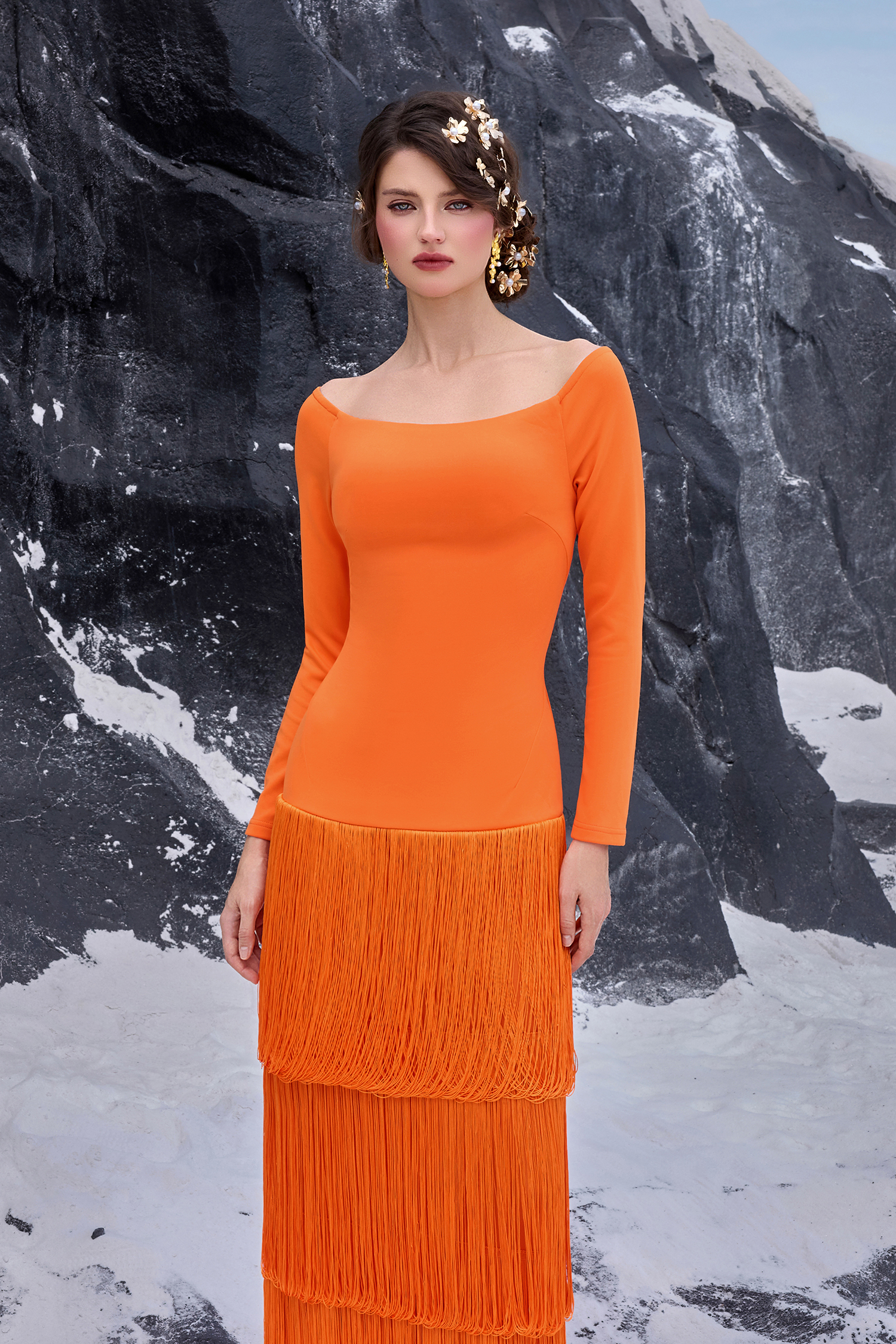 Tassel Off-Shoulder Maxi Dress