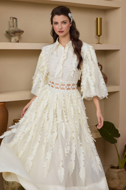 Mesh Embroidered Rhinestone Rivets Maxi Dress