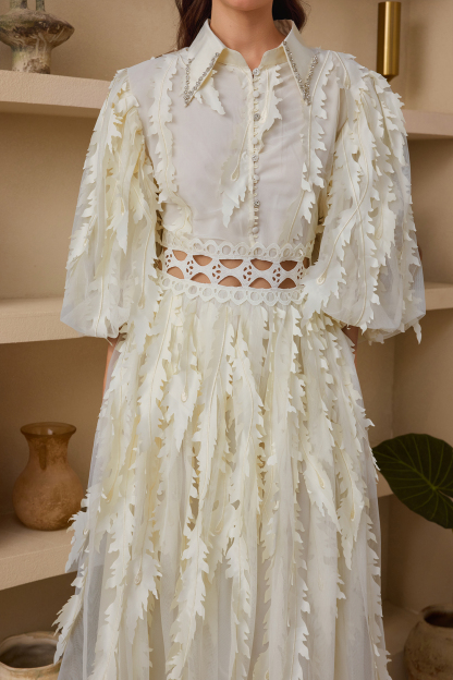 Mesh Embroidered Rhinestone Rivets Maxi Dress