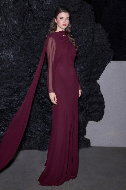 Chiffon Knotted Maxi Dress With Scarf