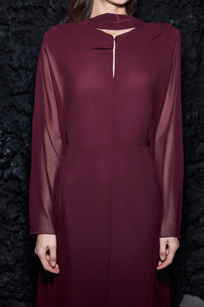 Chiffon Knotted Maxi Dress With Scarf