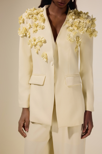 3D Flower V-Neck Top &  Loose Pants Set