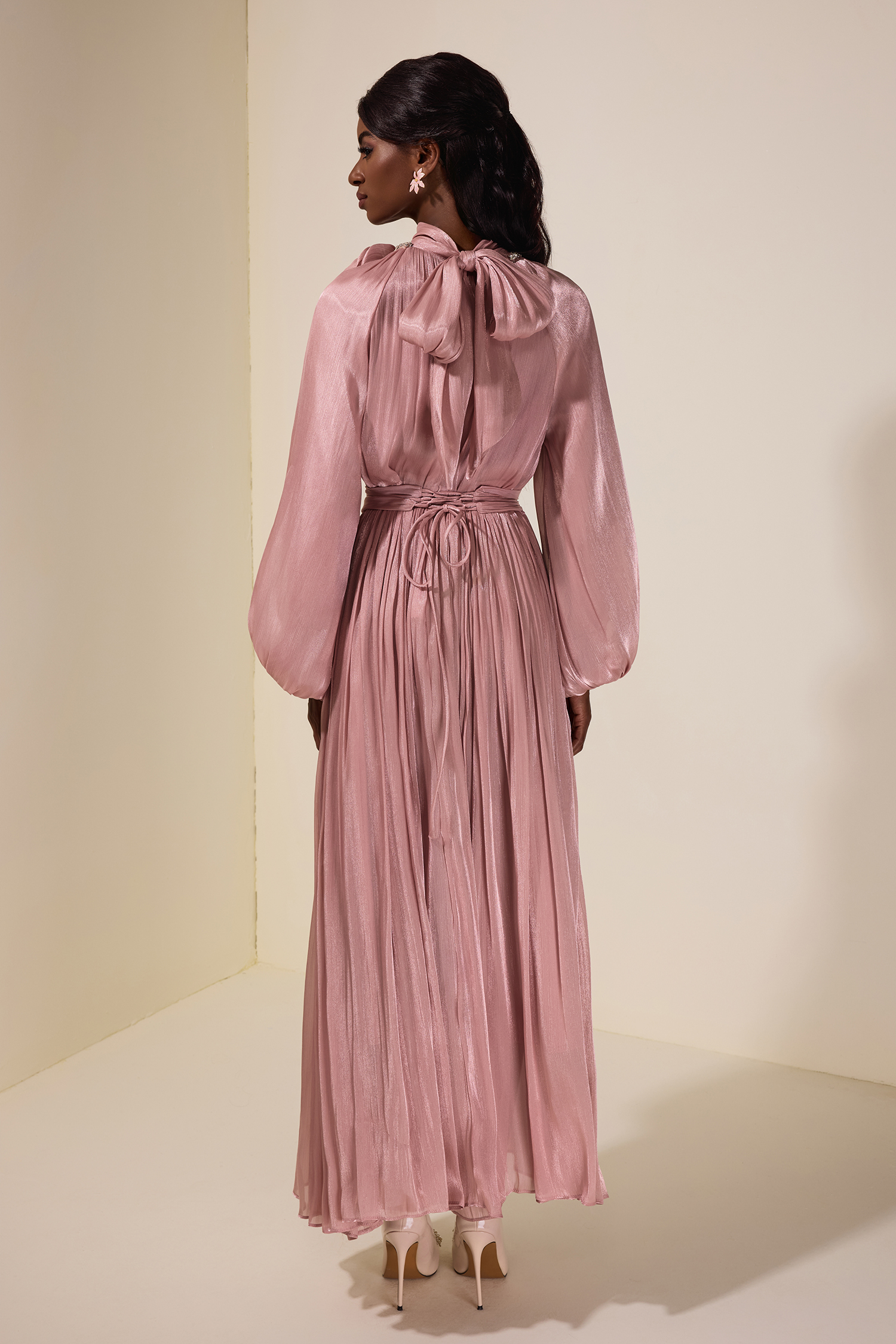 3D Flower Rhinestone Maxi Dress With Belt