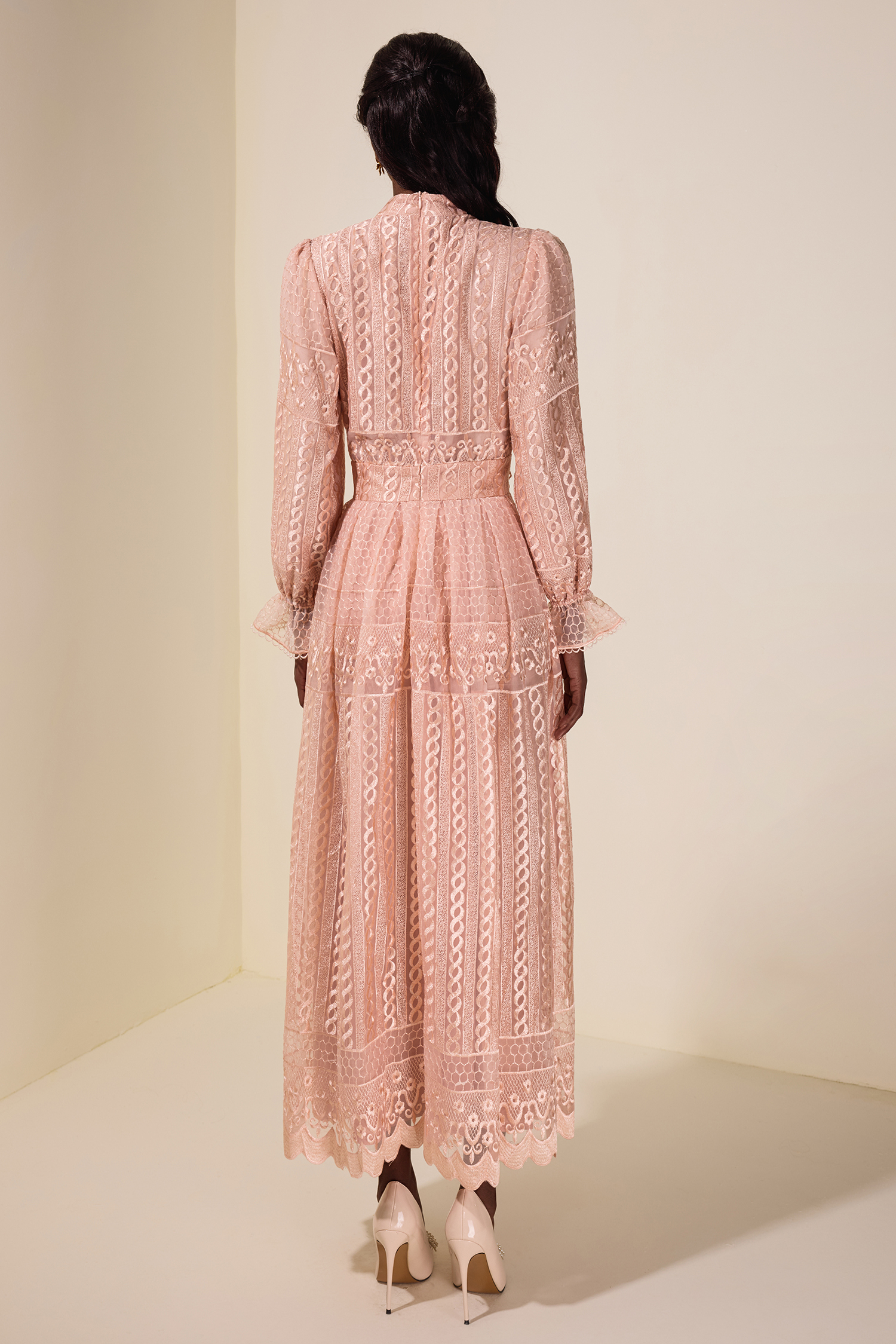 3D Flower Embroidered Beaded Maxi Dress