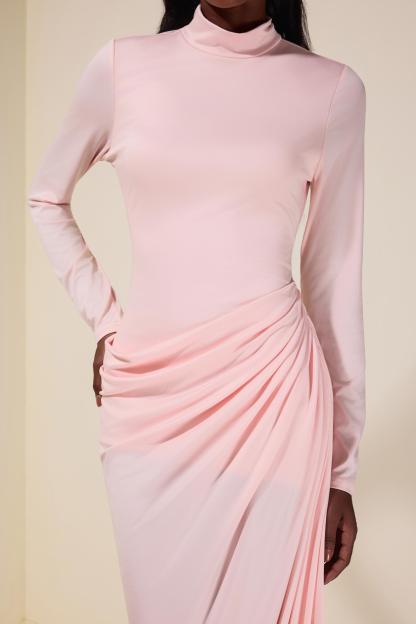 Jersey Gathering Long Sleeve Maxi Dress