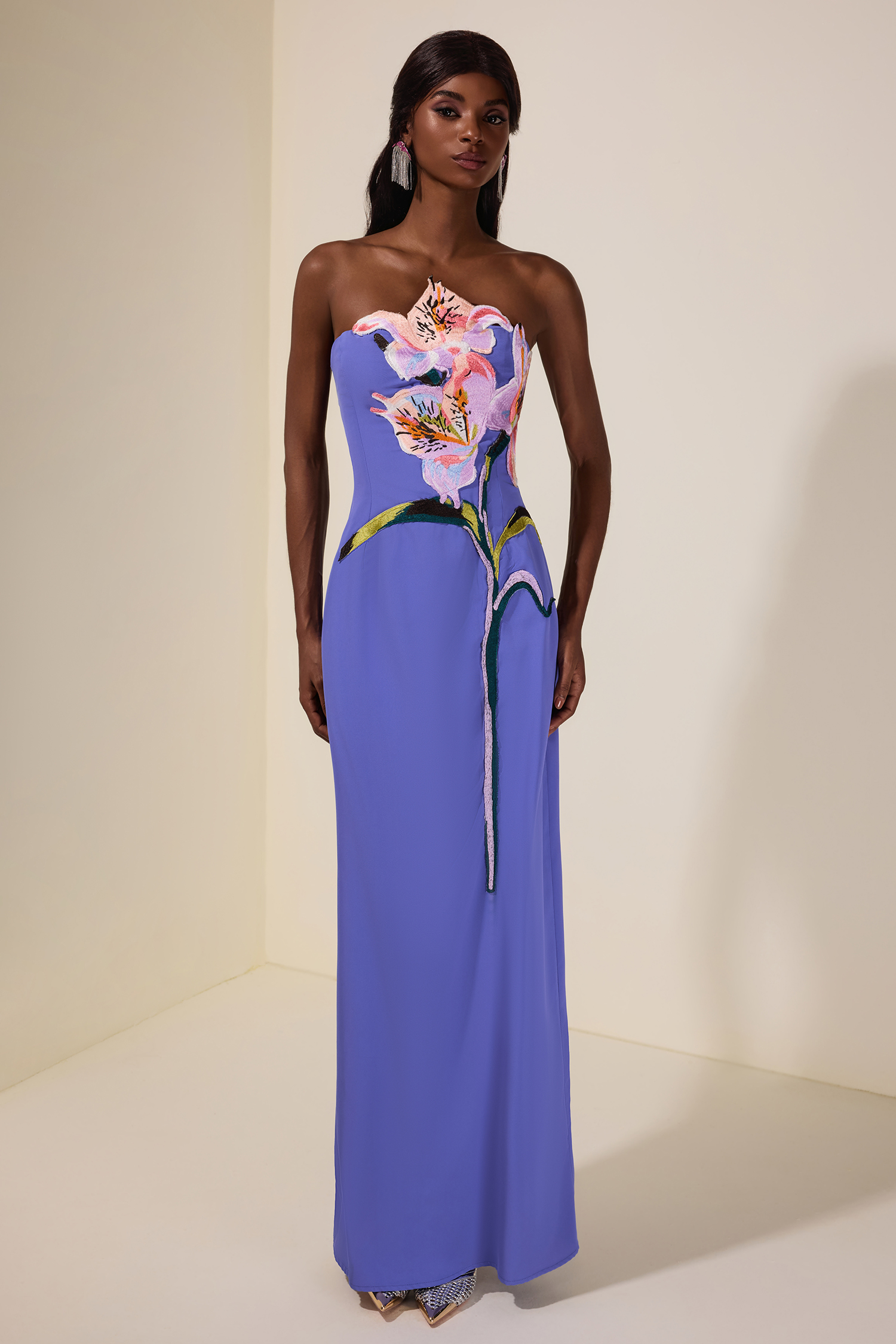 Embroidered Off-Shoulder Midi Dress