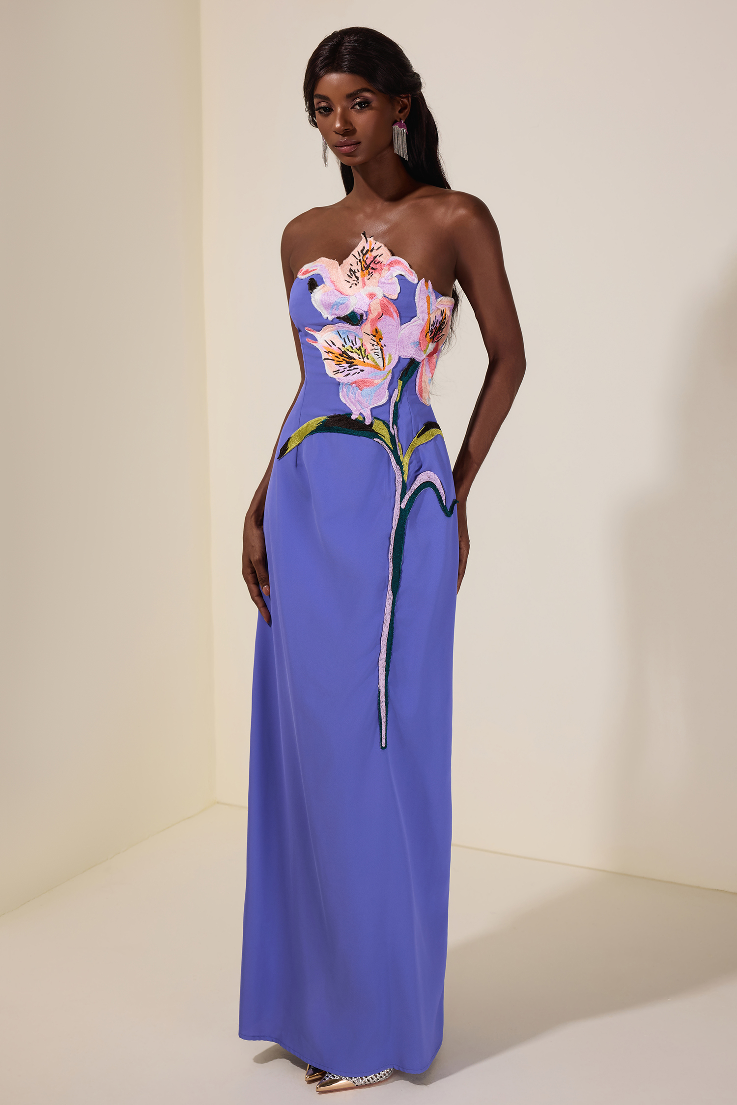 Embroidered Off-Shoulder Midi Dress