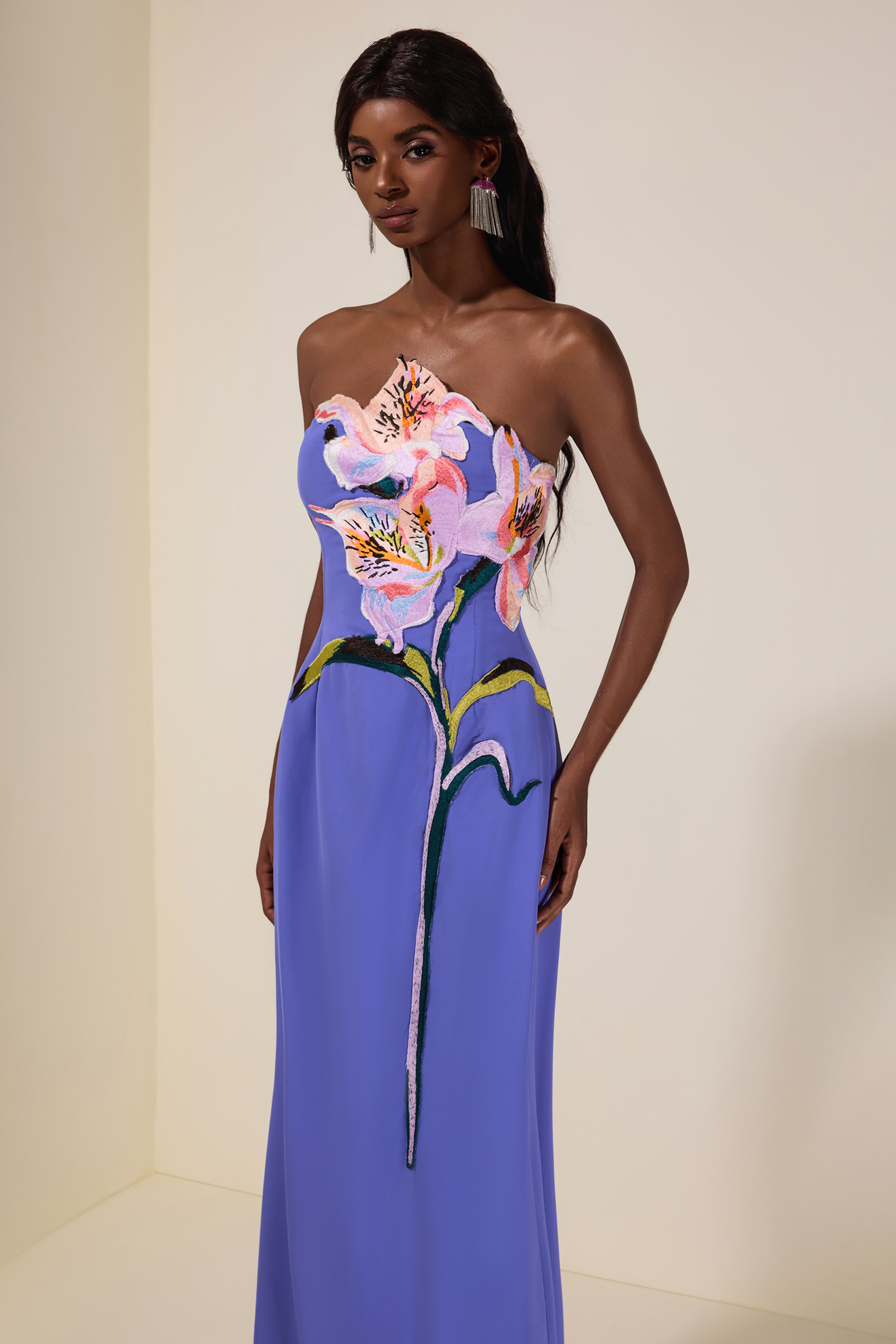 Embroidered Off-Shoulder Midi Dress