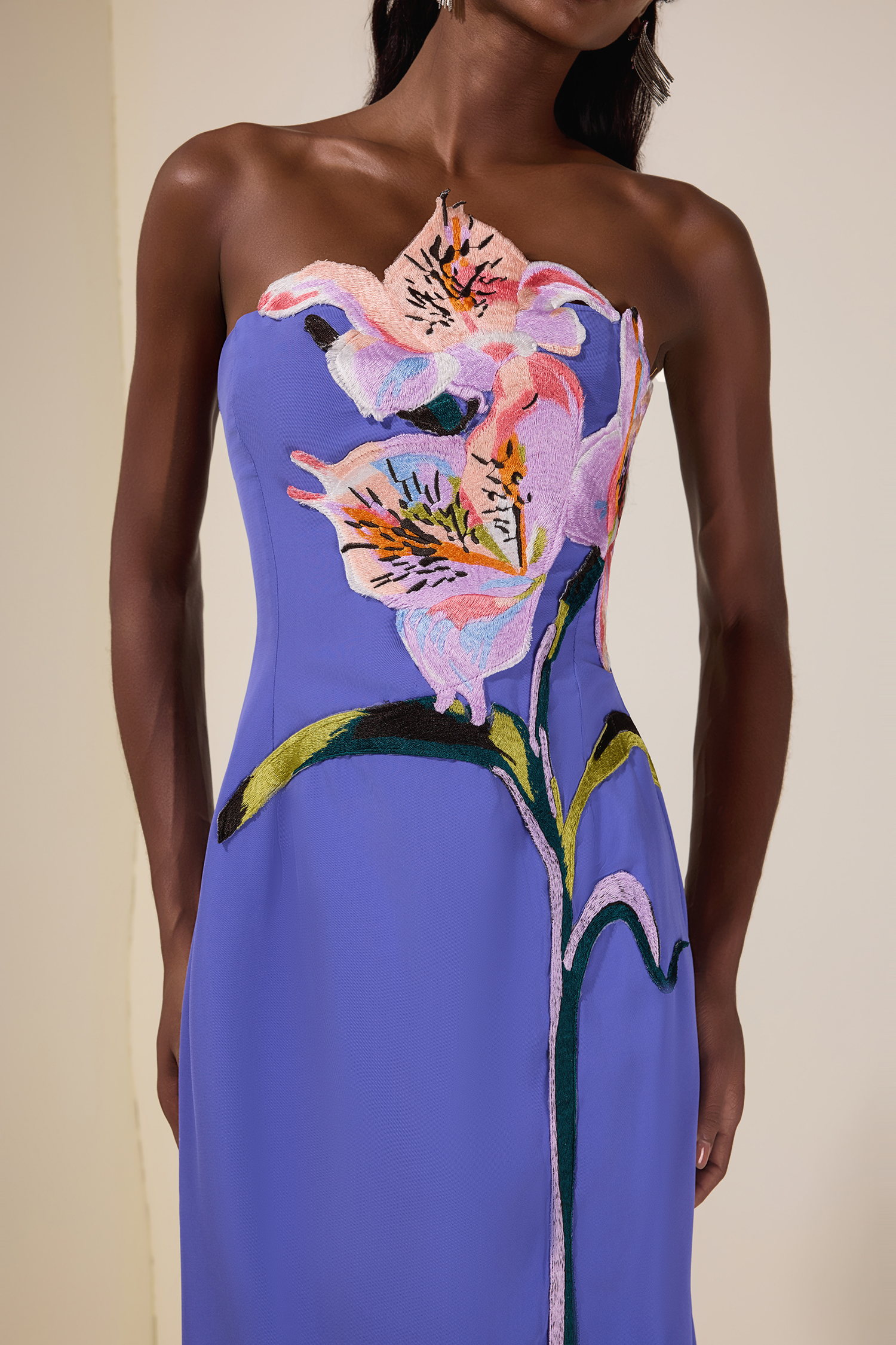 Embroidered Off-Shoulder Midi Dress