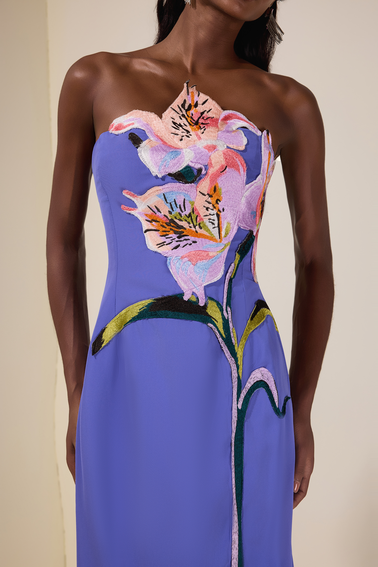 Embroidered Off-Shoulder Midi Dress