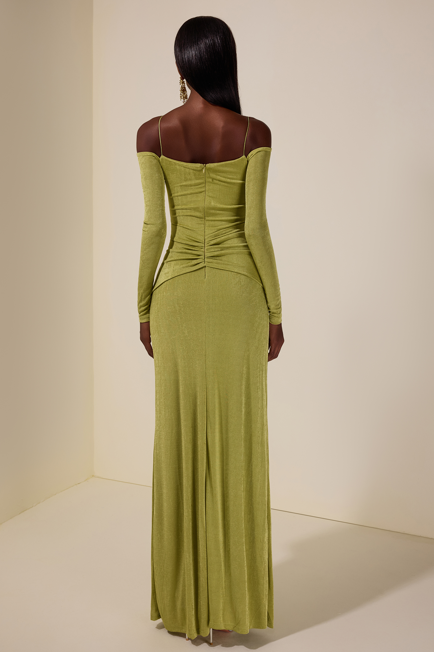 Jersey Metal Decorations Gathering Maxi Dress