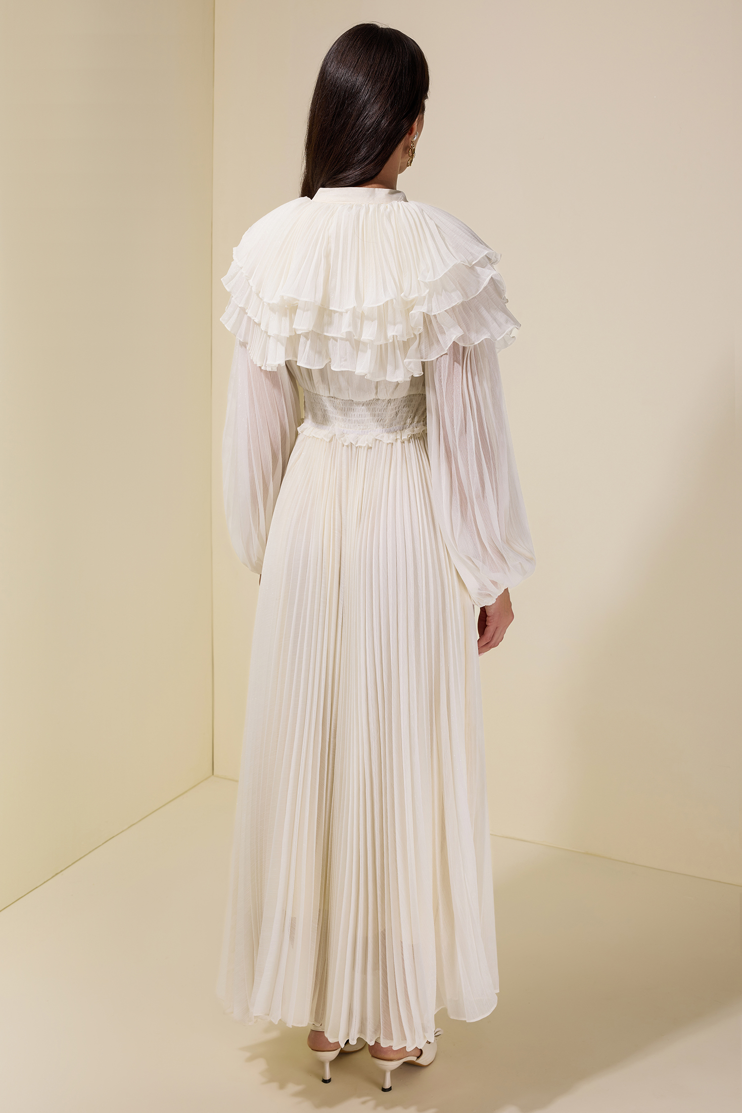 Luxury Pleated Ruffle Maxi Dress