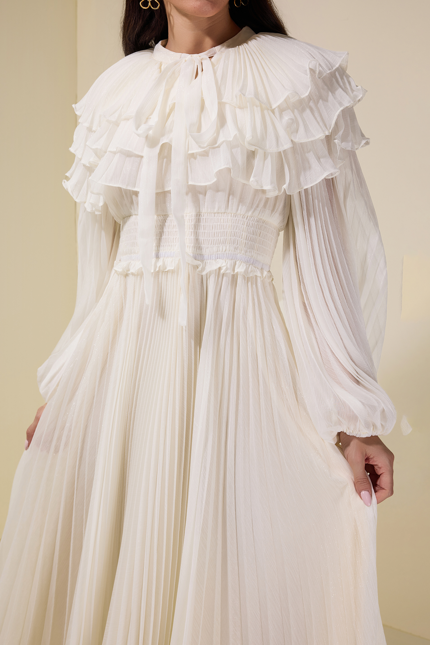 Luxury Pleated Ruffle Maxi Dress