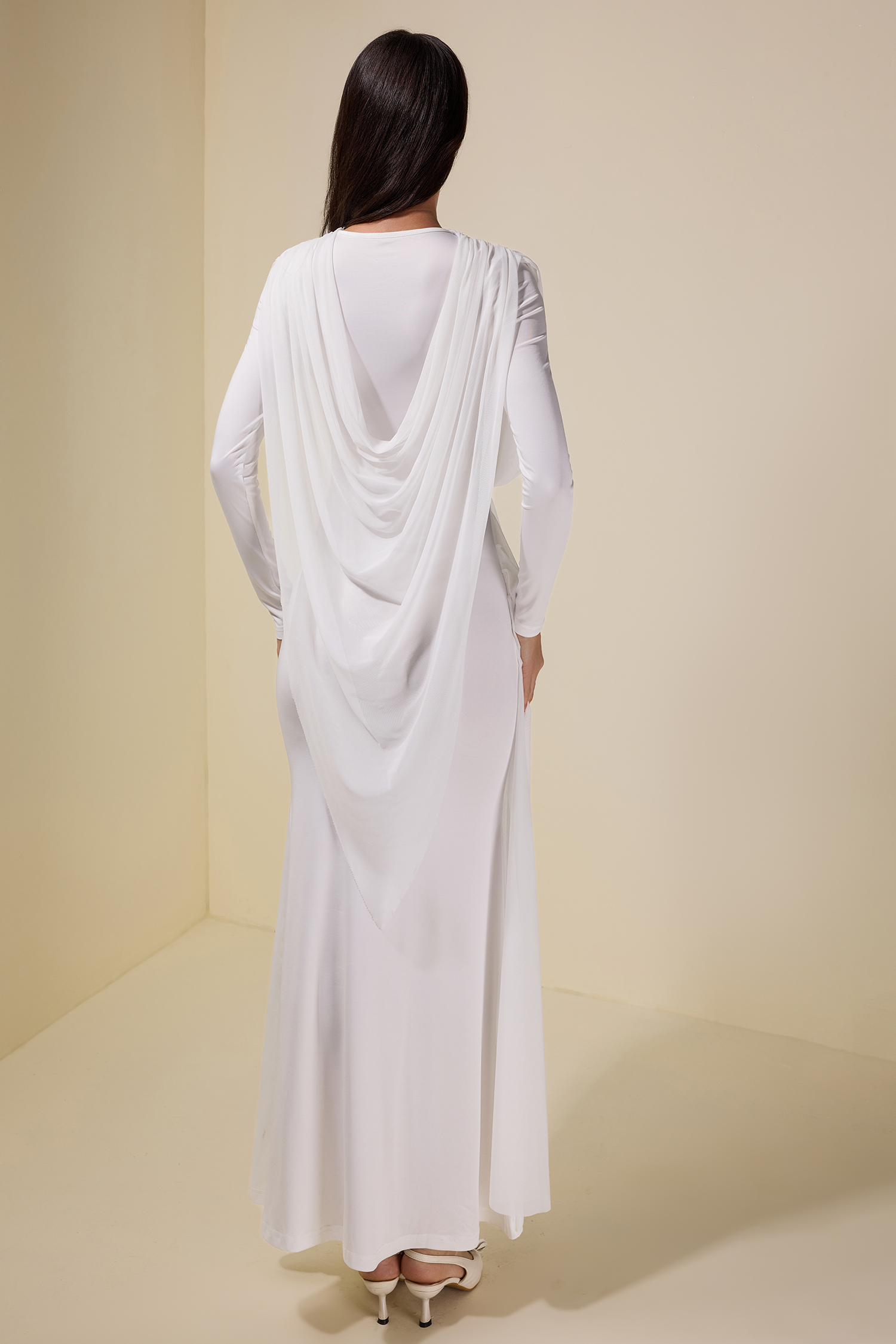 Mesh Pleated Tie-Up Maxi Dress