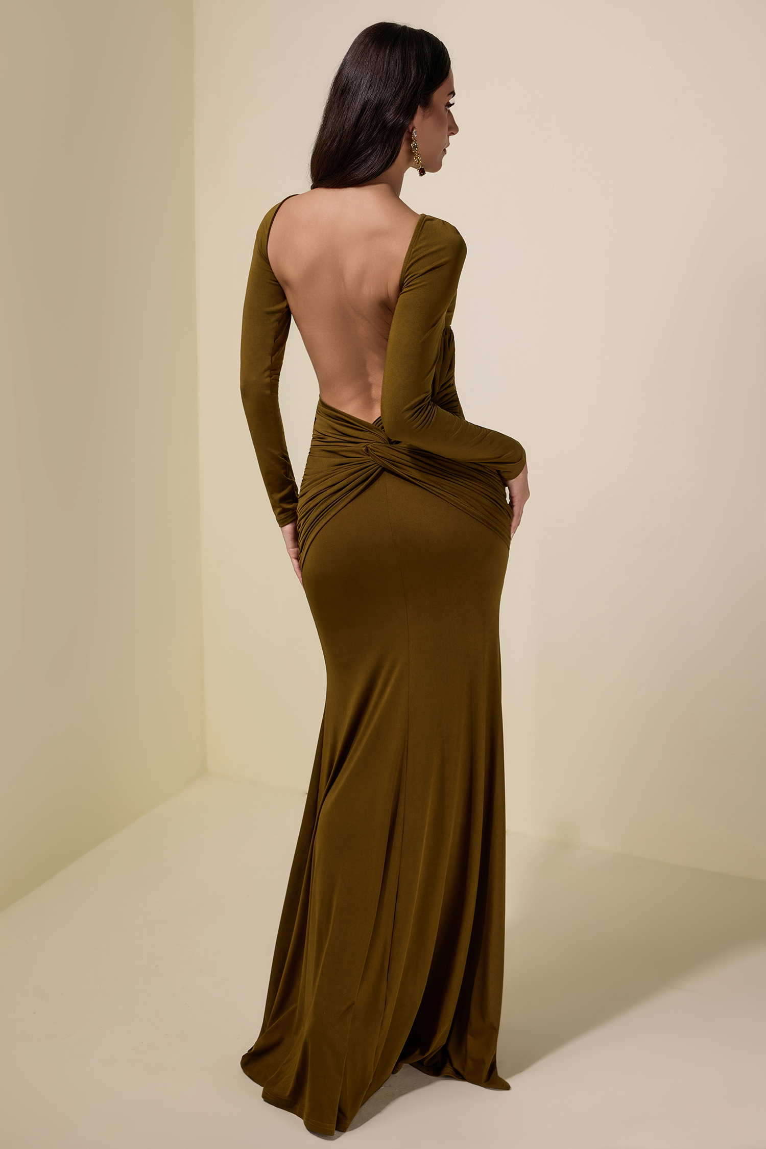 Jersey Backless Knotted Maxi Dress