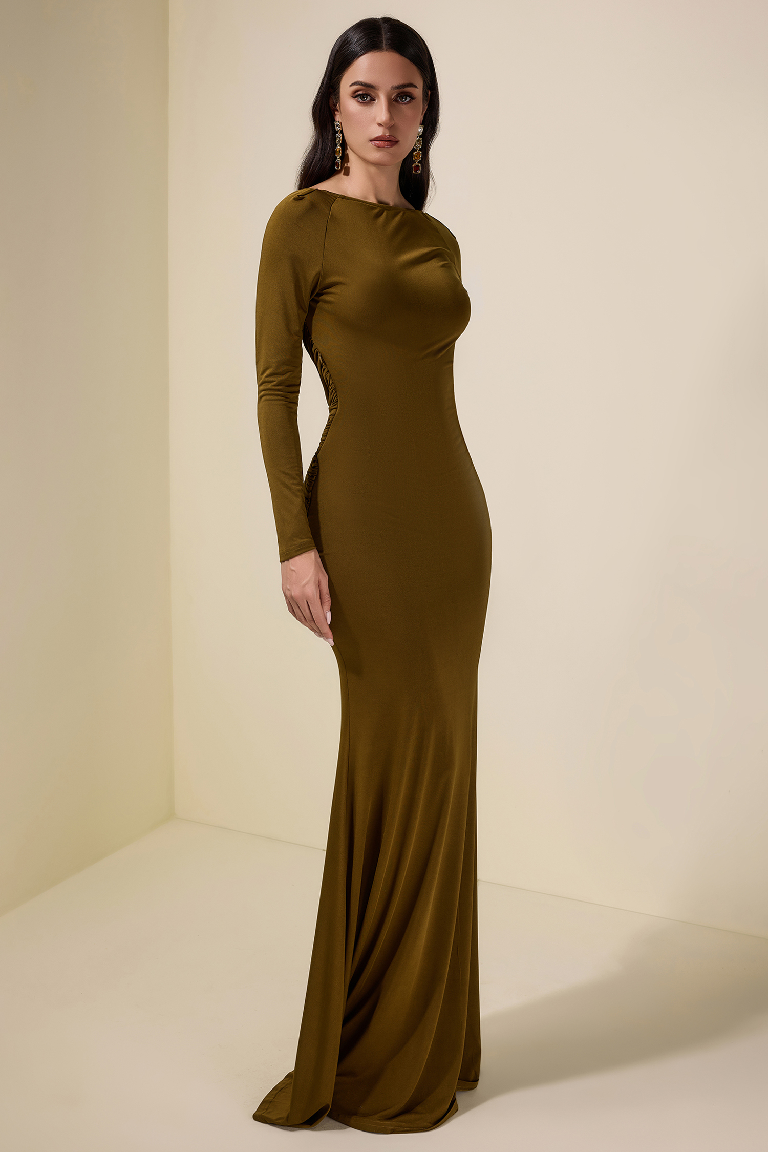 Jersey Backless Knotted Maxi Dress