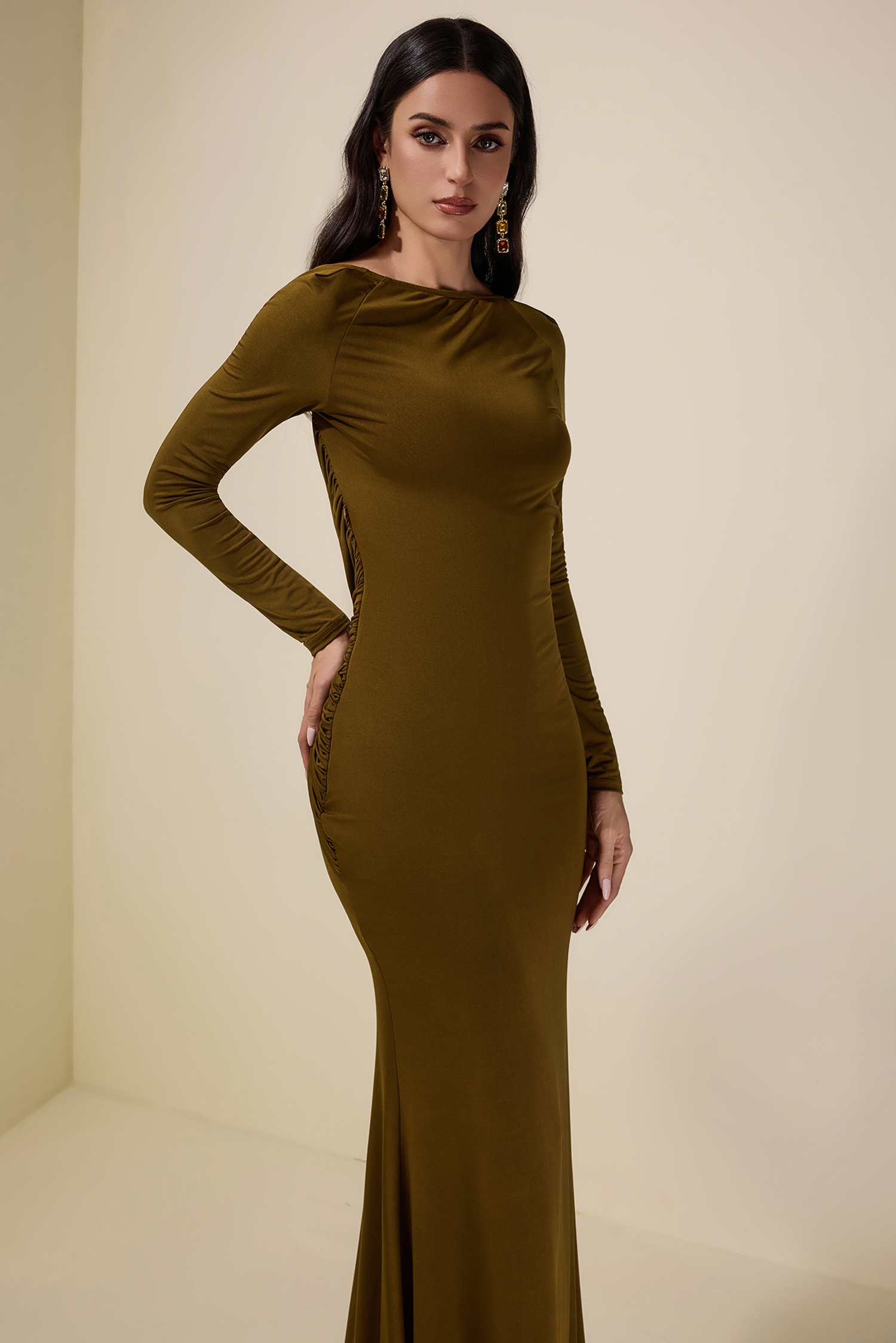 Jersey Backless Knotted Maxi Dress