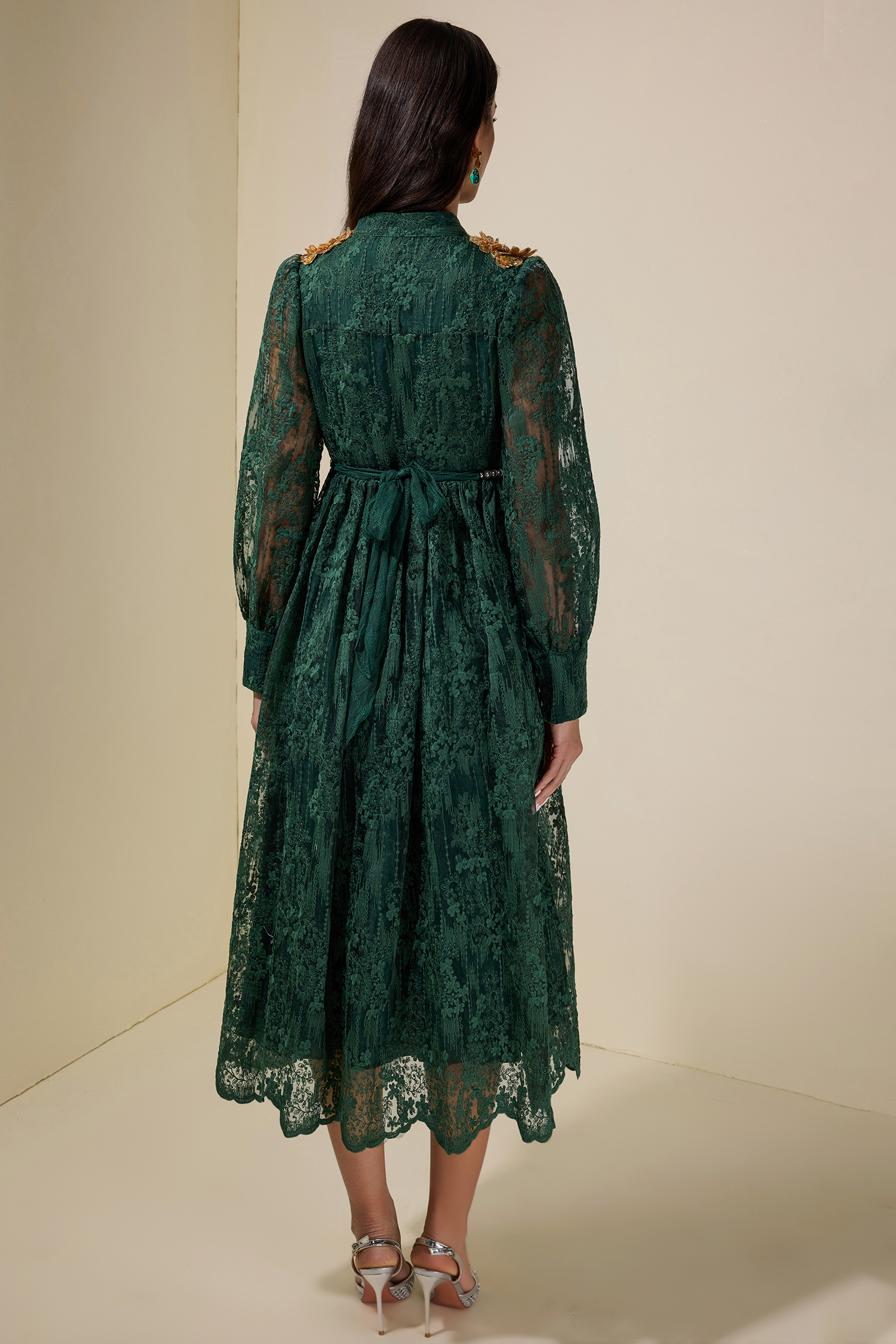 Lace Sequin Embroidered Midi Dress