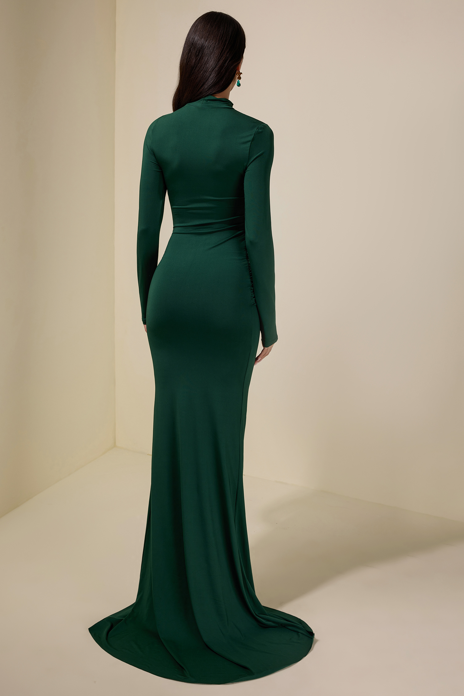 Jersey Gathering Long Sleeve Maxi Dress