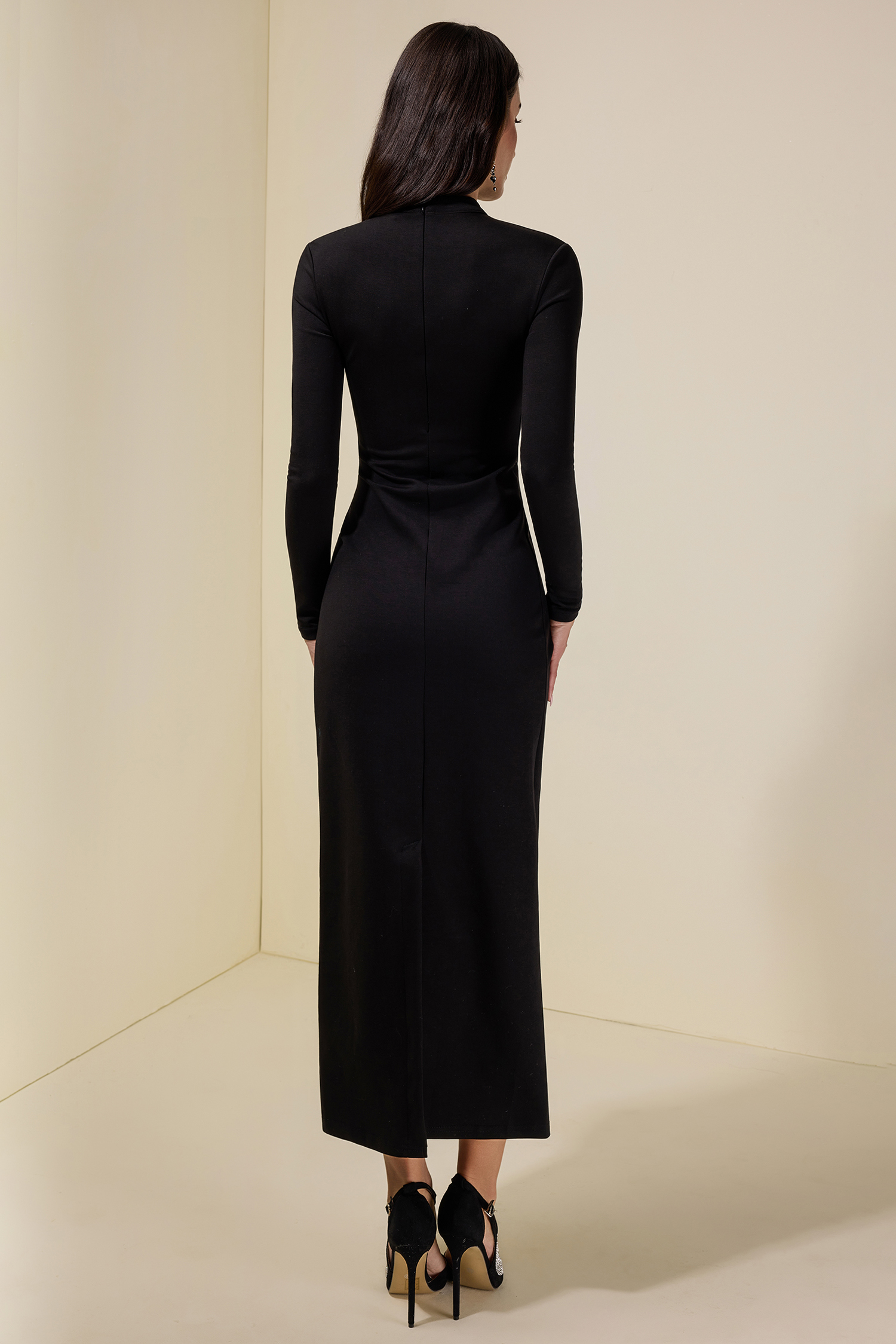 Lace Splicing Long Sleeve Maxi Dress