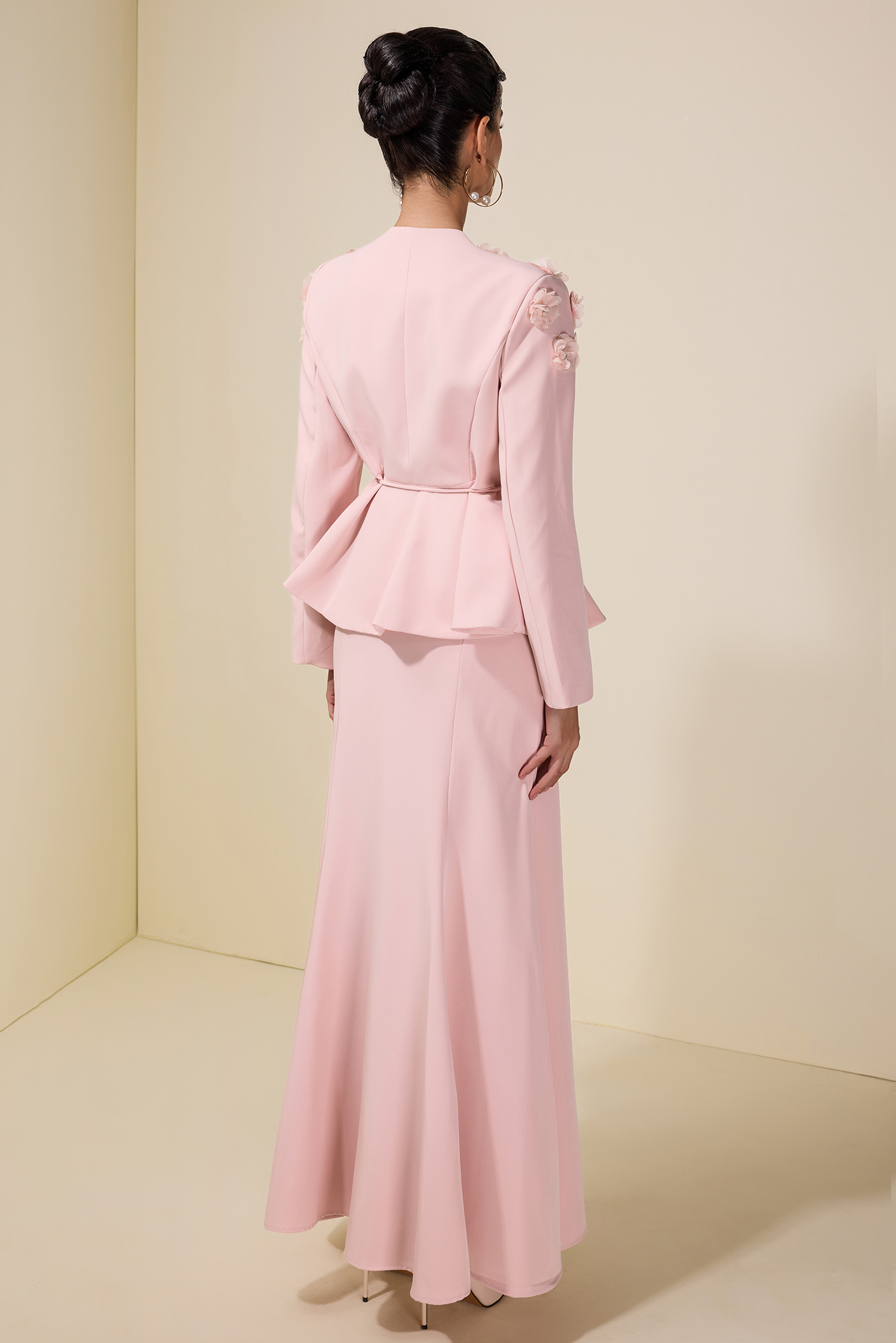 3D Flower Lace-Up Top & Maxi Skirt Set