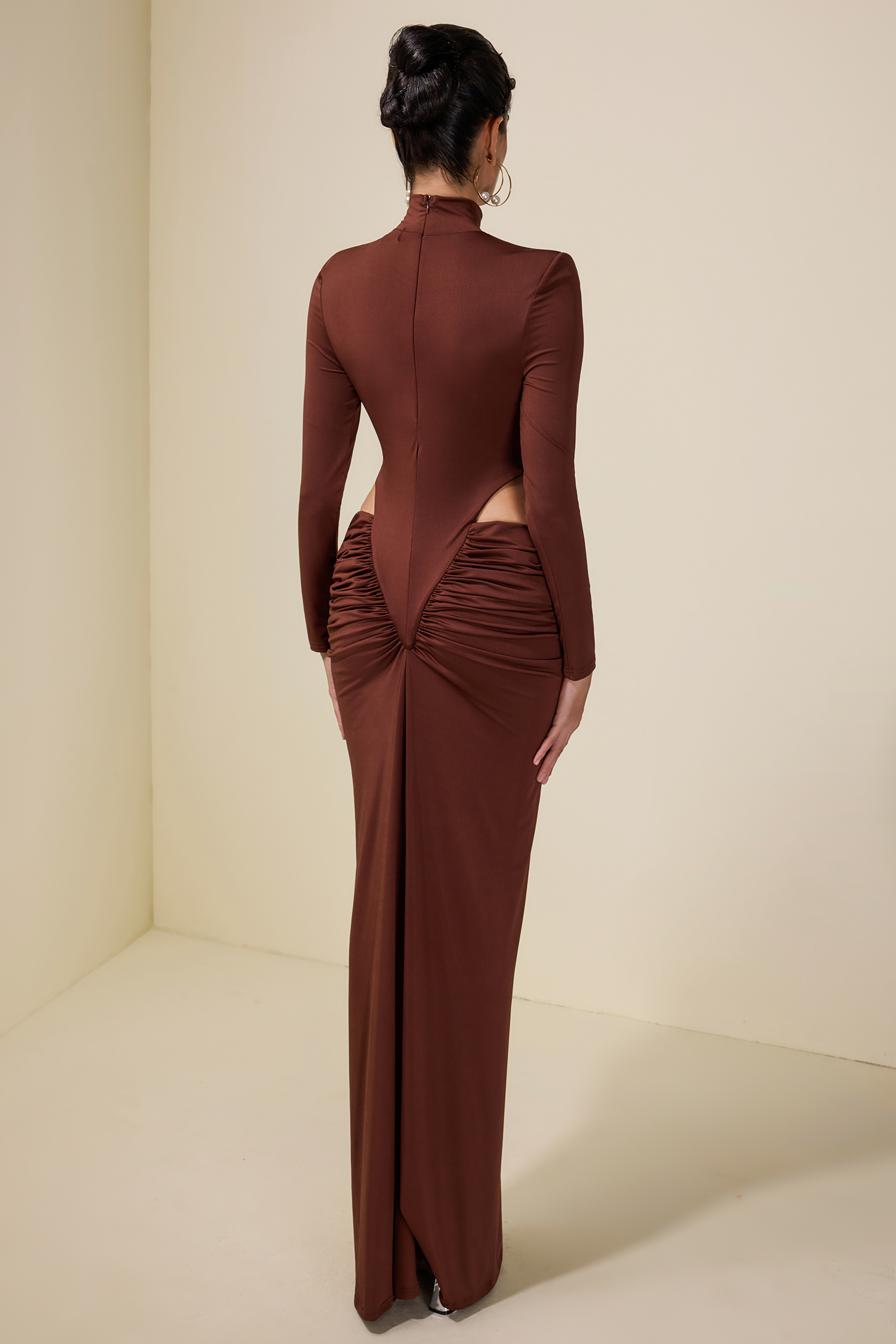Jersey Cut-Out Long Sleeve Maxi Dress