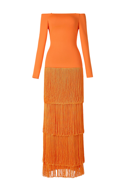 Tassel Off-Shoulder Maxi Dress