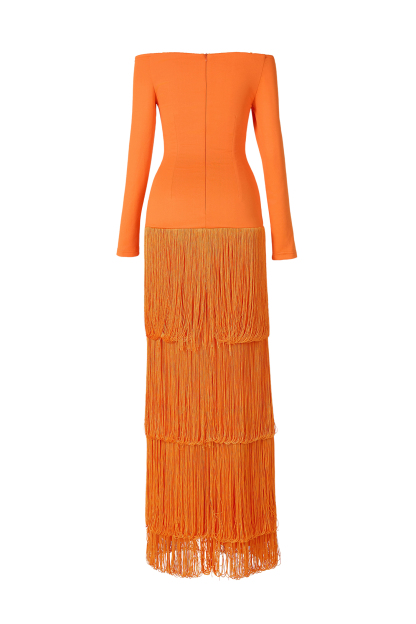 Tassel Off-Shoulder Maxi Dress