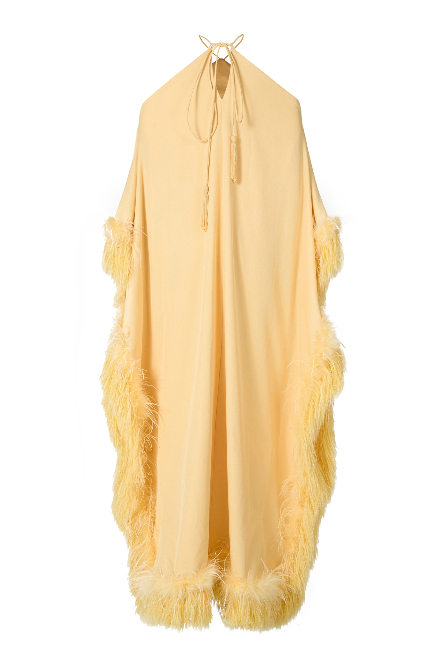 Feather Halter Neck Tie-Up Maxi Dress