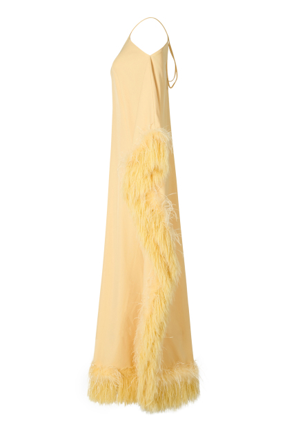 Feather Halter Neck Tie-Up Maxi Dress