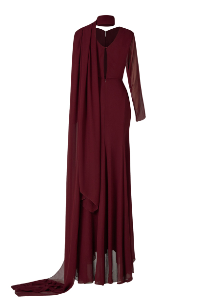 Chiffon Knotted Maxi Dress With Scarf