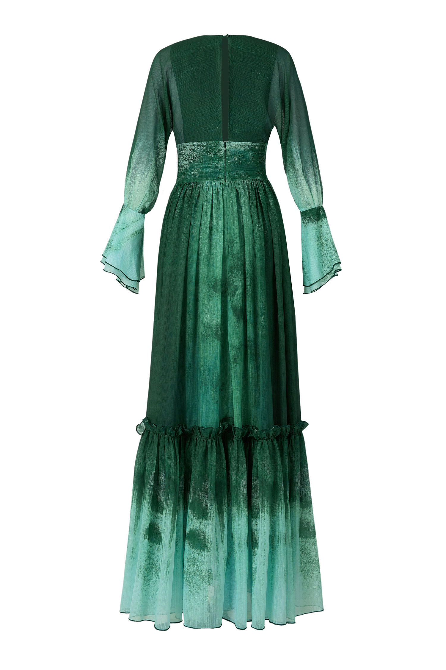 Ombre Chiffon Ruffle Maxi Dress