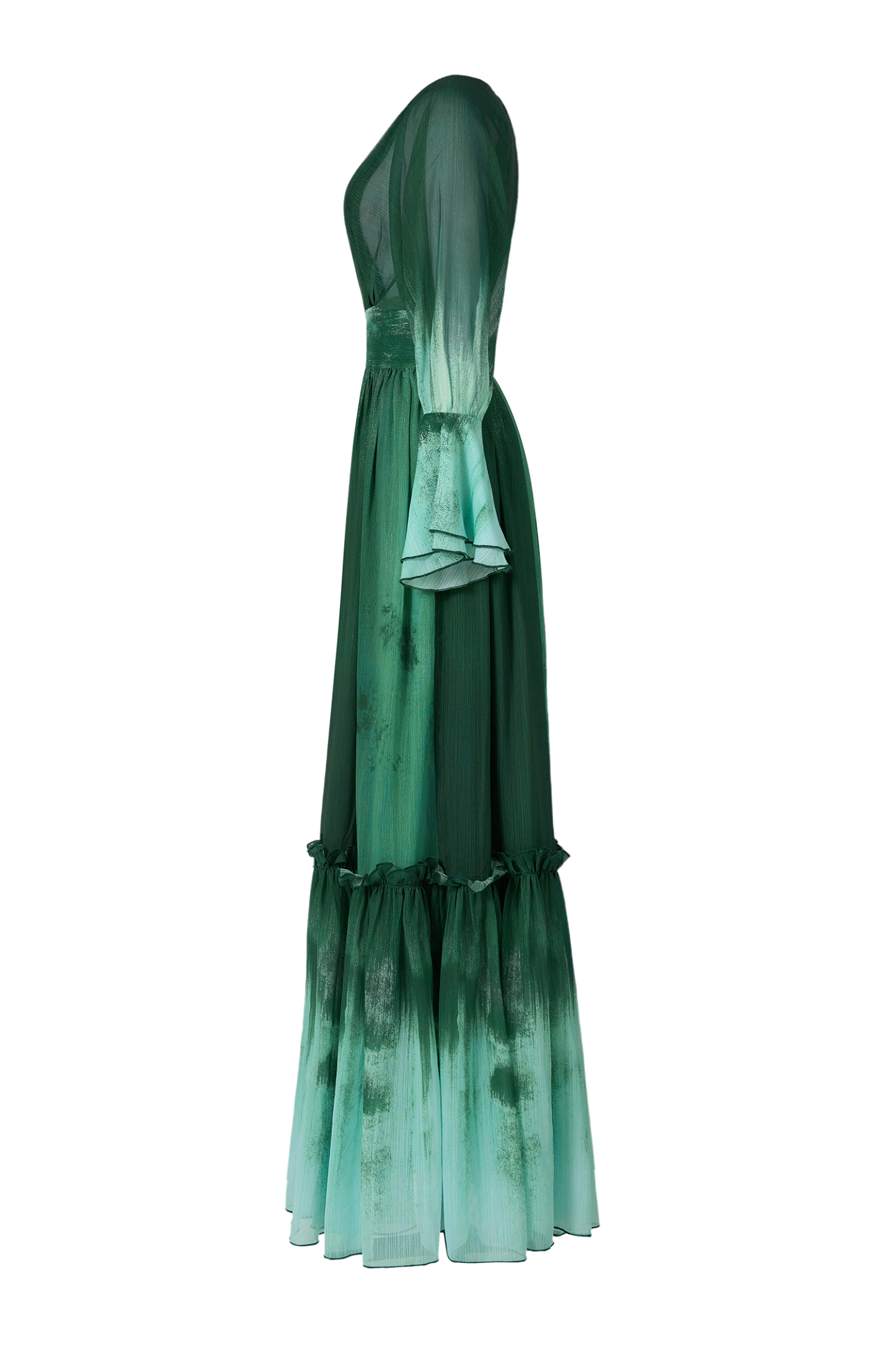 Ombre Chiffon Ruffle Maxi Dress