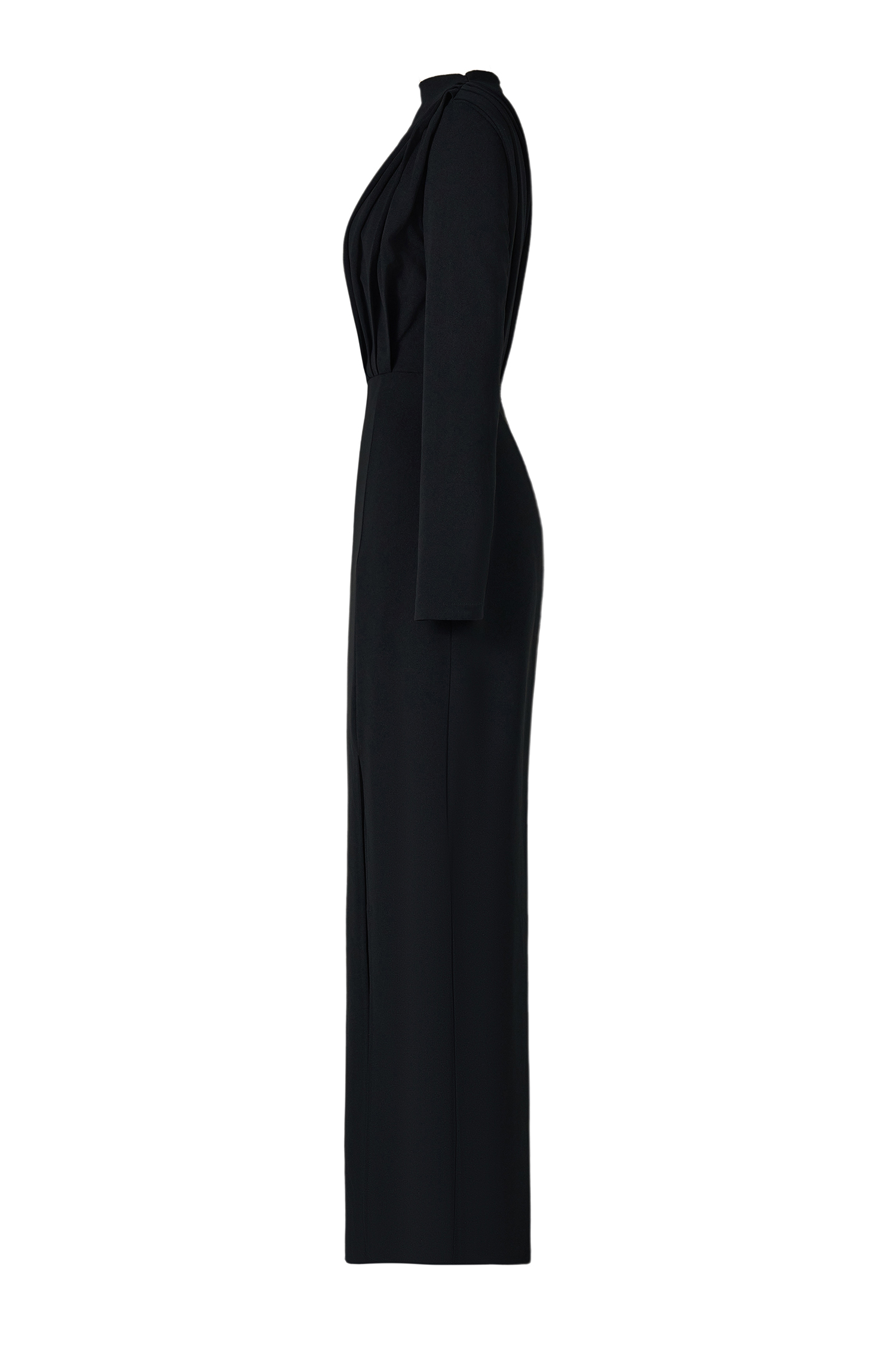 Solid High Split Long Sleeve Midi Dress