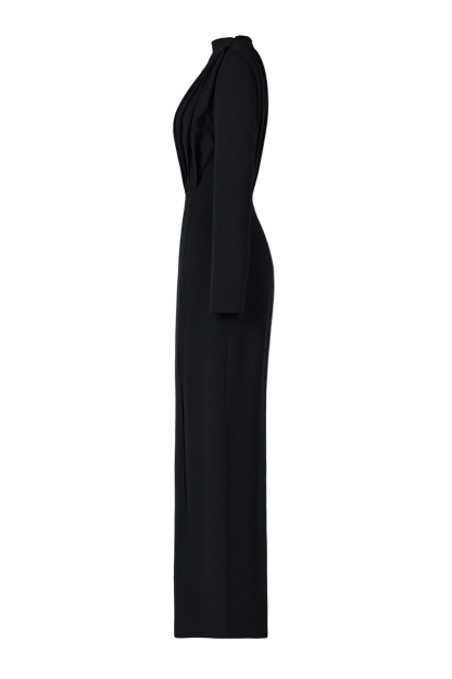 Solid High Split Long Sleeve Midi Dress