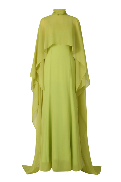 Slip Satin Maxi Dress With Chiffon Cape