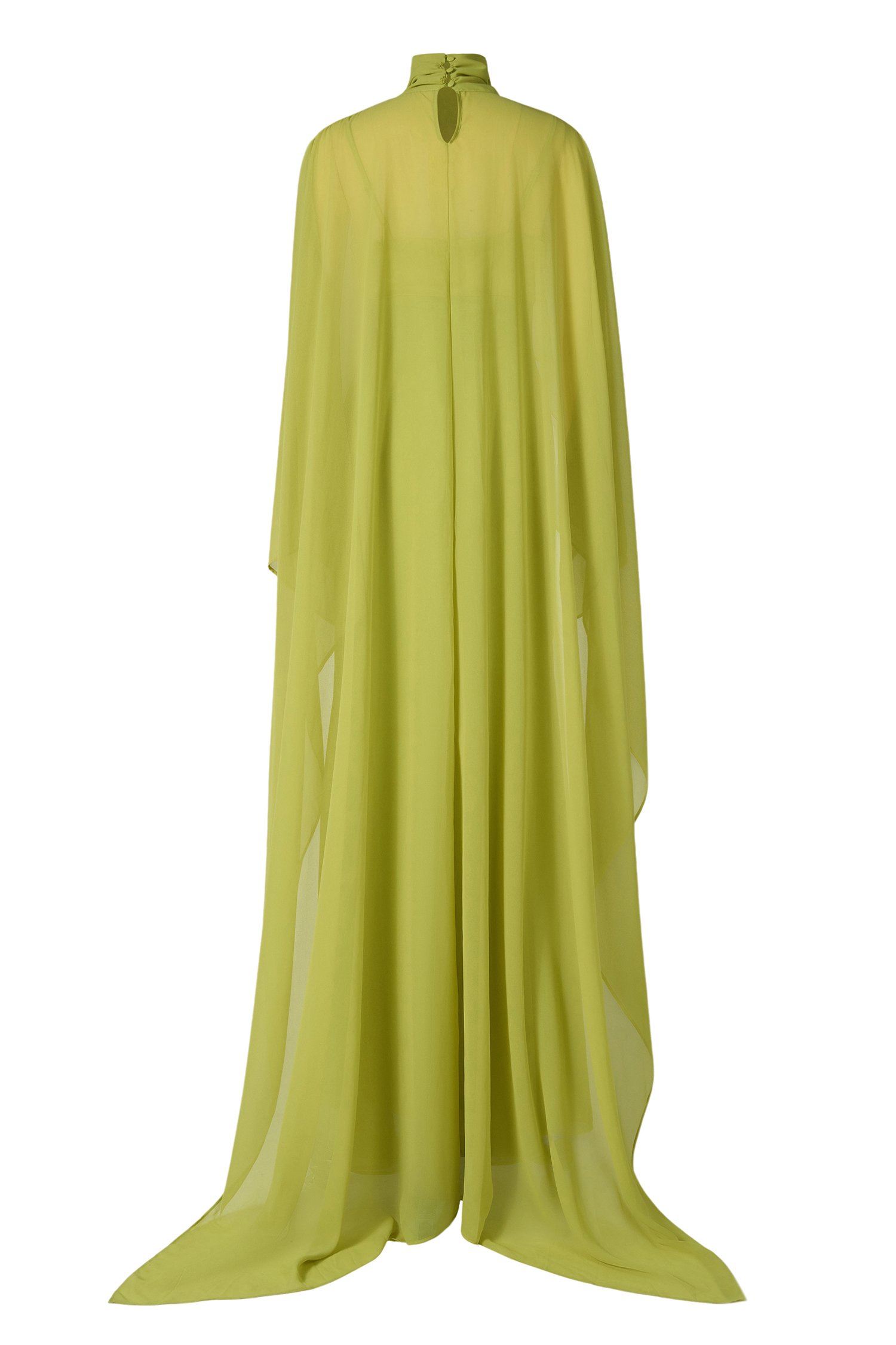 Slip Satin Maxi Dress With Chiffon Cape