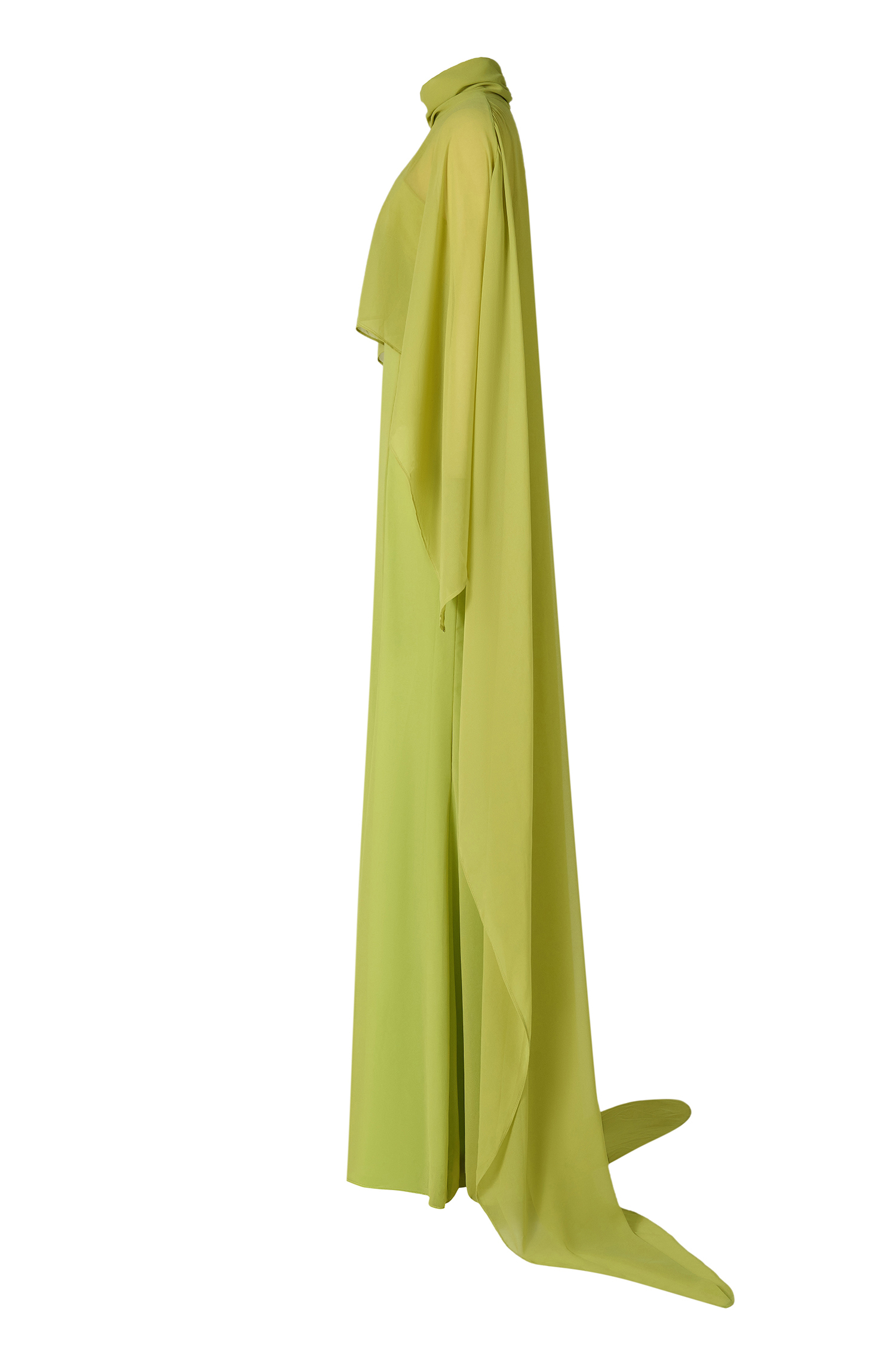 Slip Satin Maxi Dress With Chiffon Cape