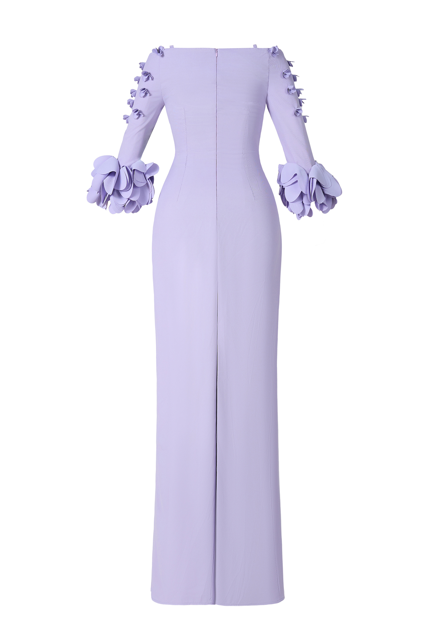 Solid 3D Flower One-Shoulder Maxi Dress