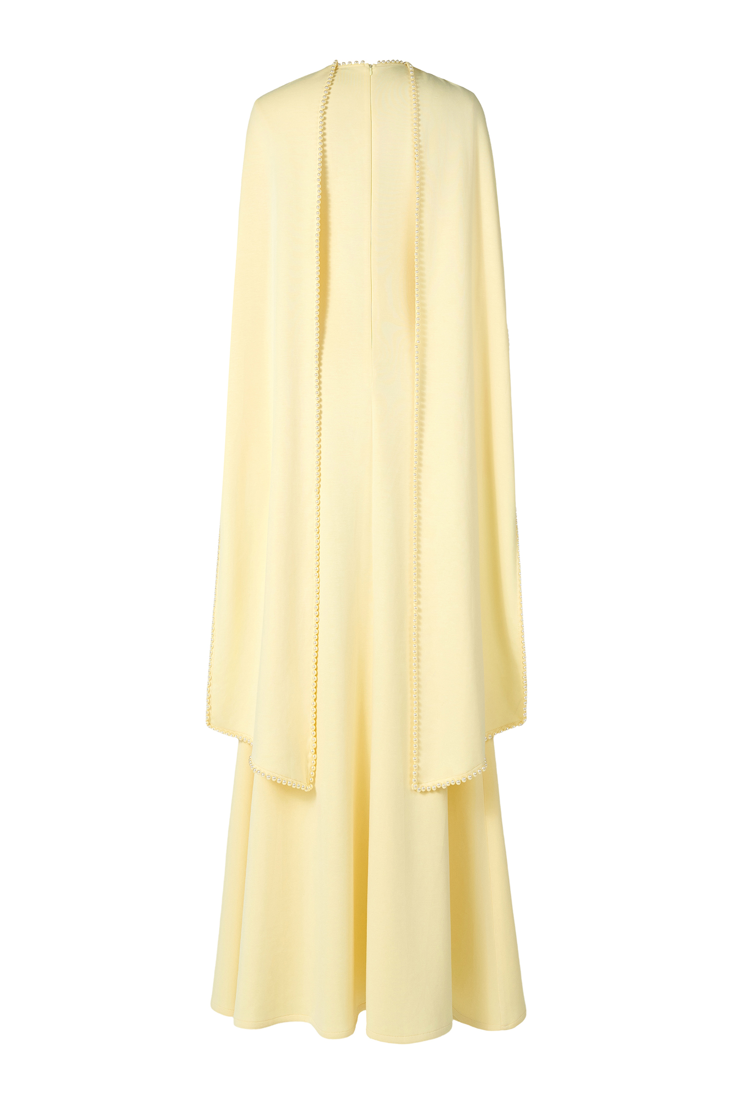 Solid Long Sleeve Faux Pearl Maxi Dress