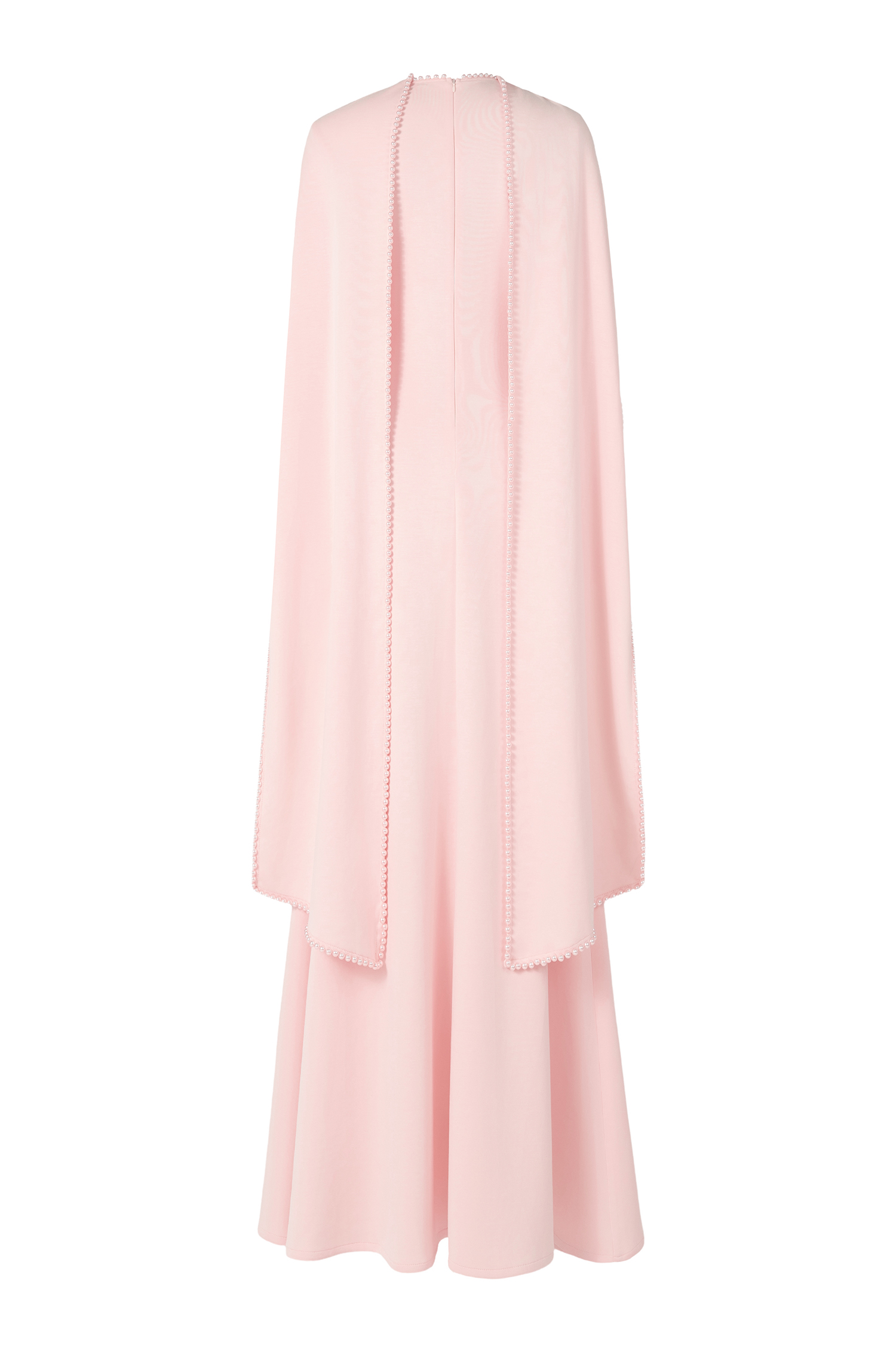 Solid Long Sleeve Faux Pearl Maxi Dress