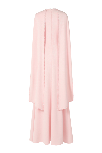 Solid Long Sleeve Faux Pearl Maxi Dress