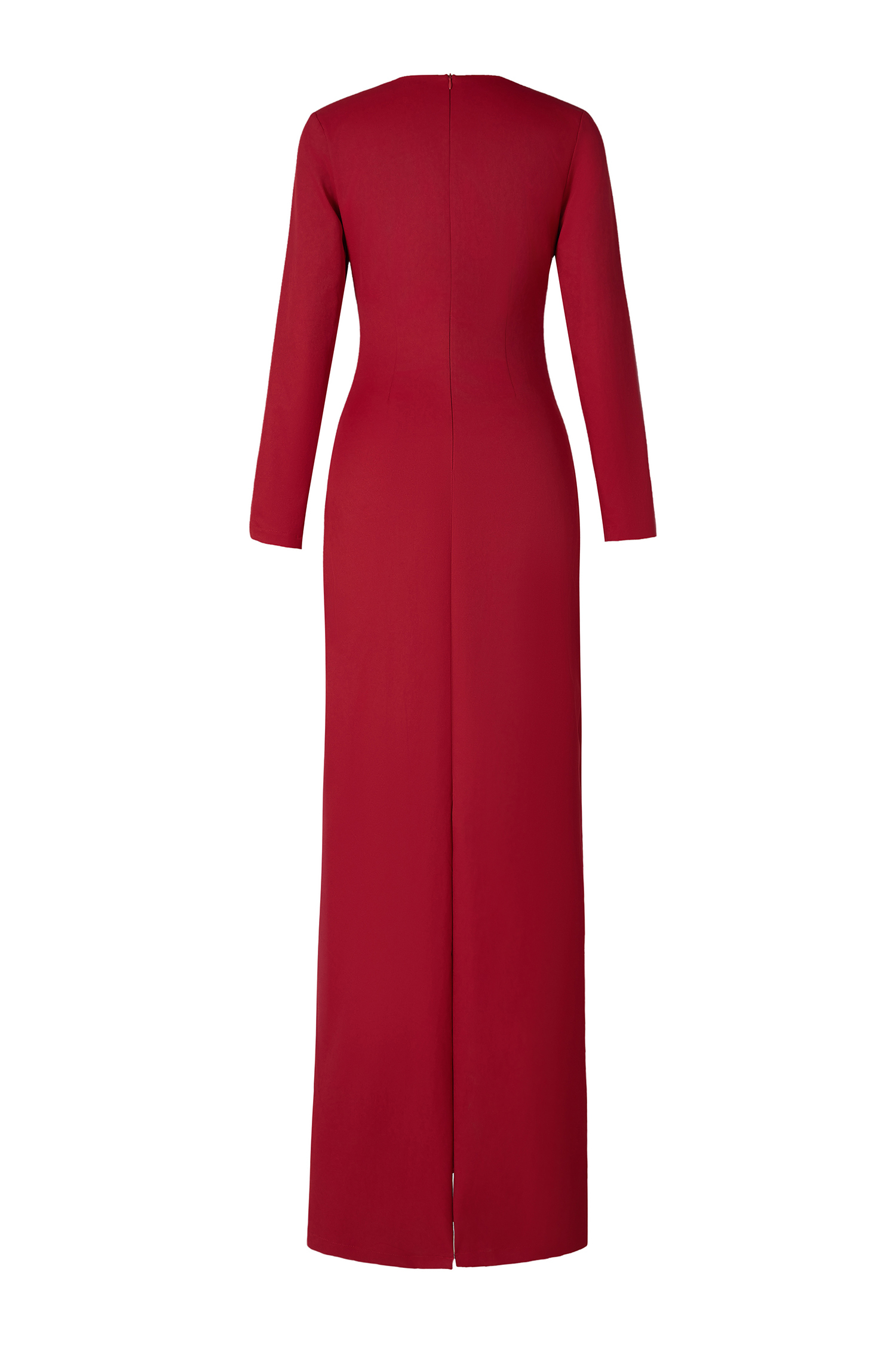 3D Flower Solid Long Sleeve Maxi Dress