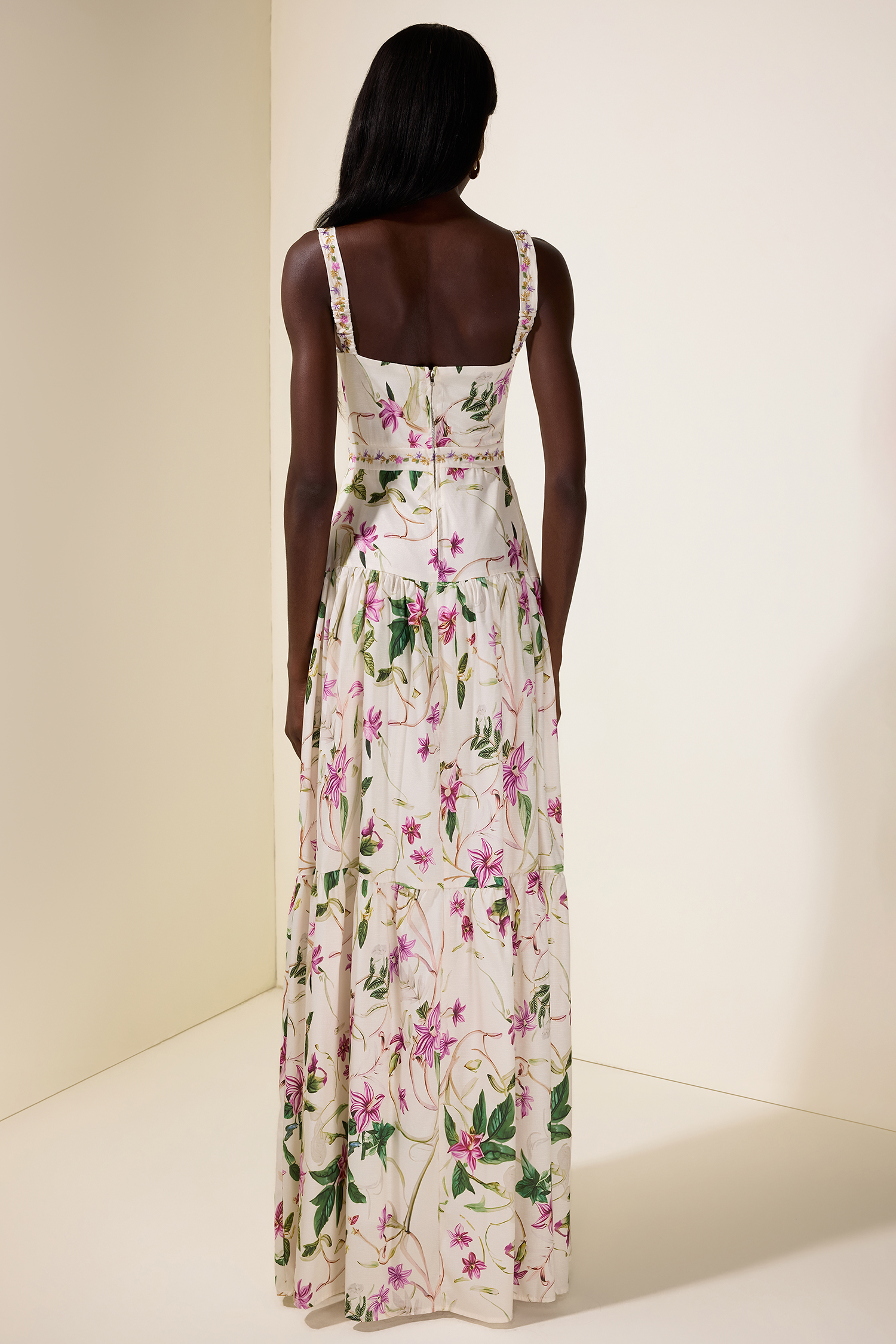 Embroidered Floral Slip Maxi Dress