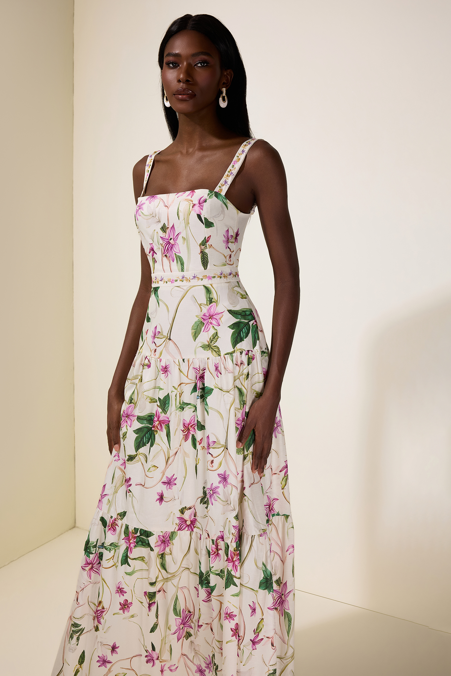 Embroidered Floral Slip Maxi Dress