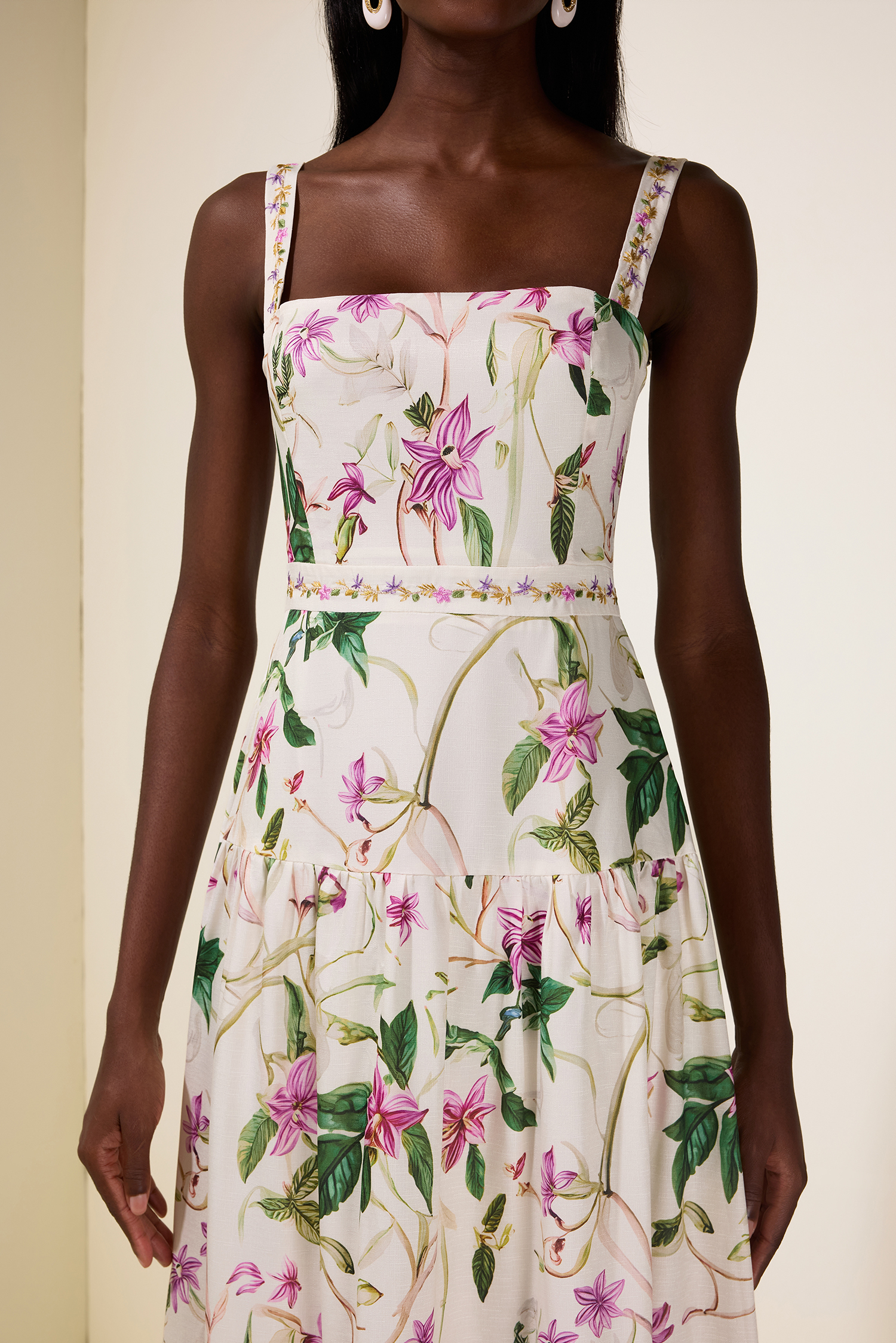 Embroidered Floral Slip Maxi Dress
