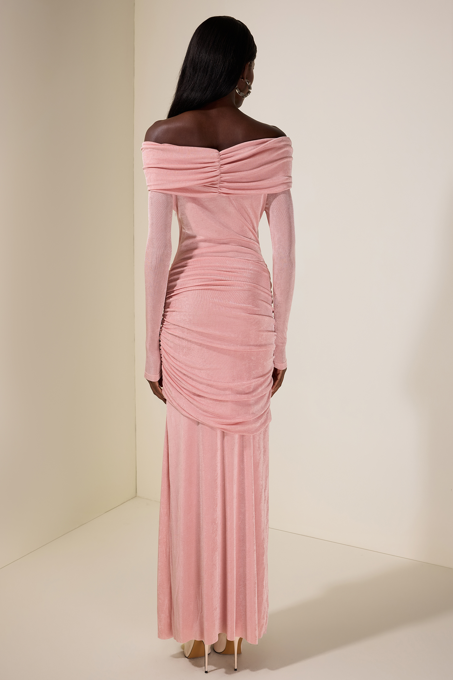 Jersey Knotted Off-Shoulder Maxi Dress