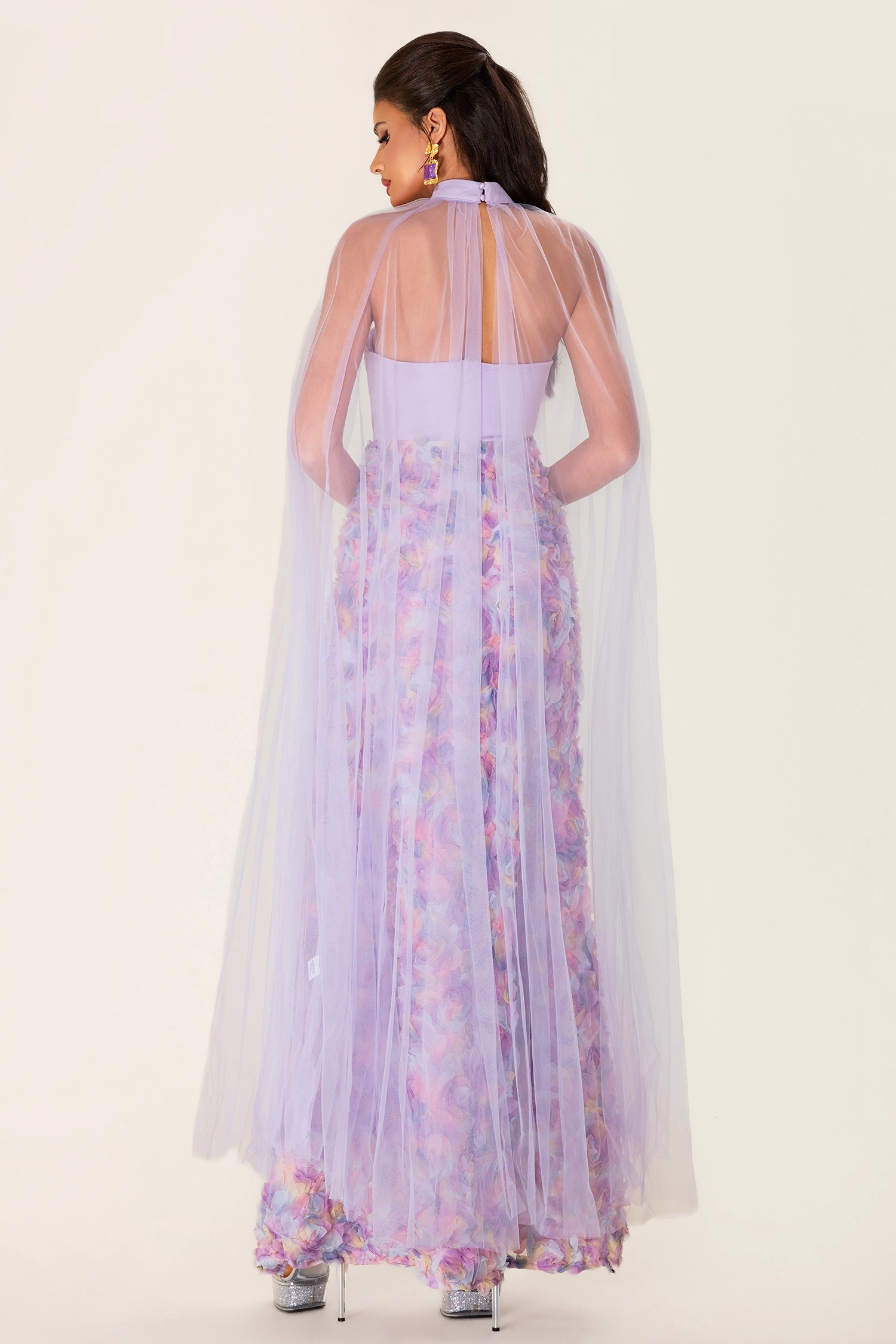 Lace Stand Neck Top ＆ High Waist Mini Skirt Set