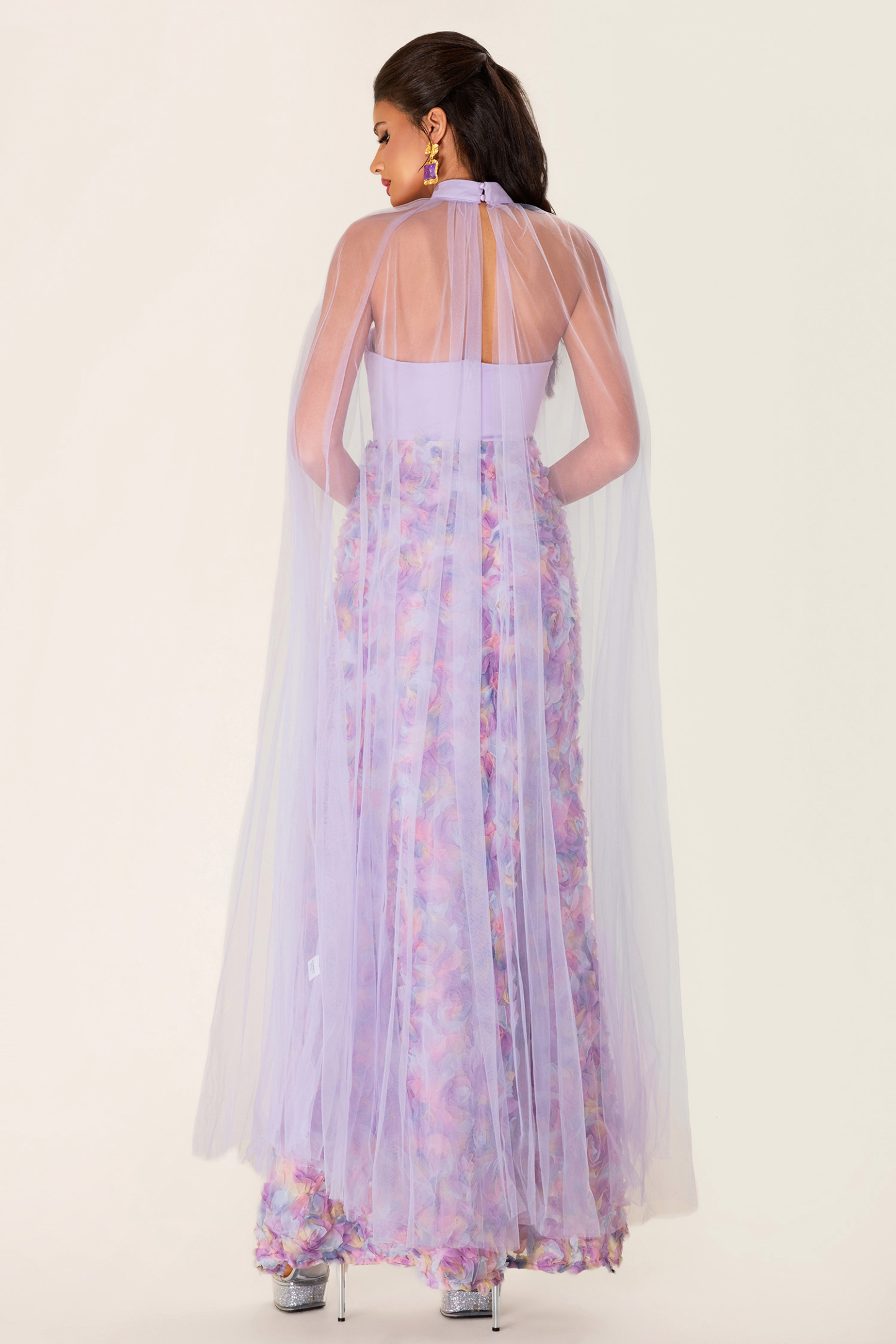 Lace Stand Neck Top ＆ High Waist Mini Skirt Set